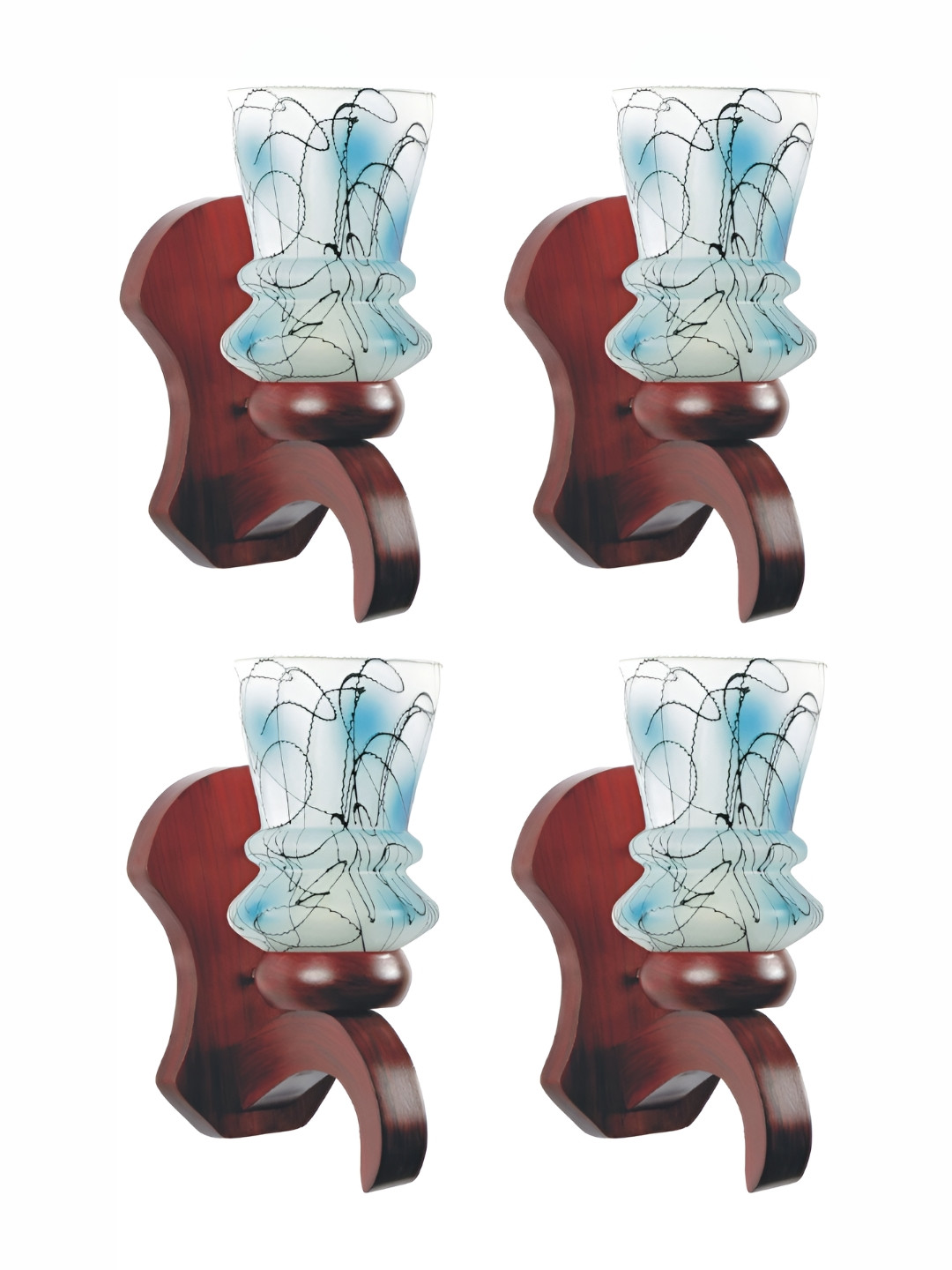 

Afast White & Blue 4 Pieces Printed Glass Wall Lamps