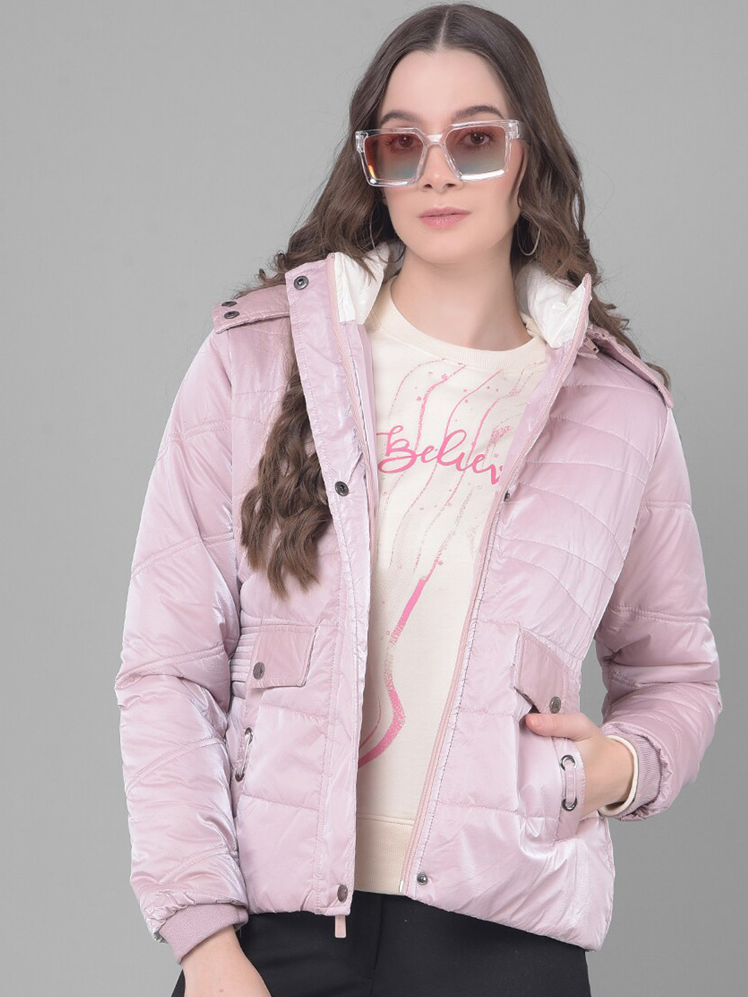 

Crimsoune Club Mock Collar Lightweight Padded Jacket, Pink