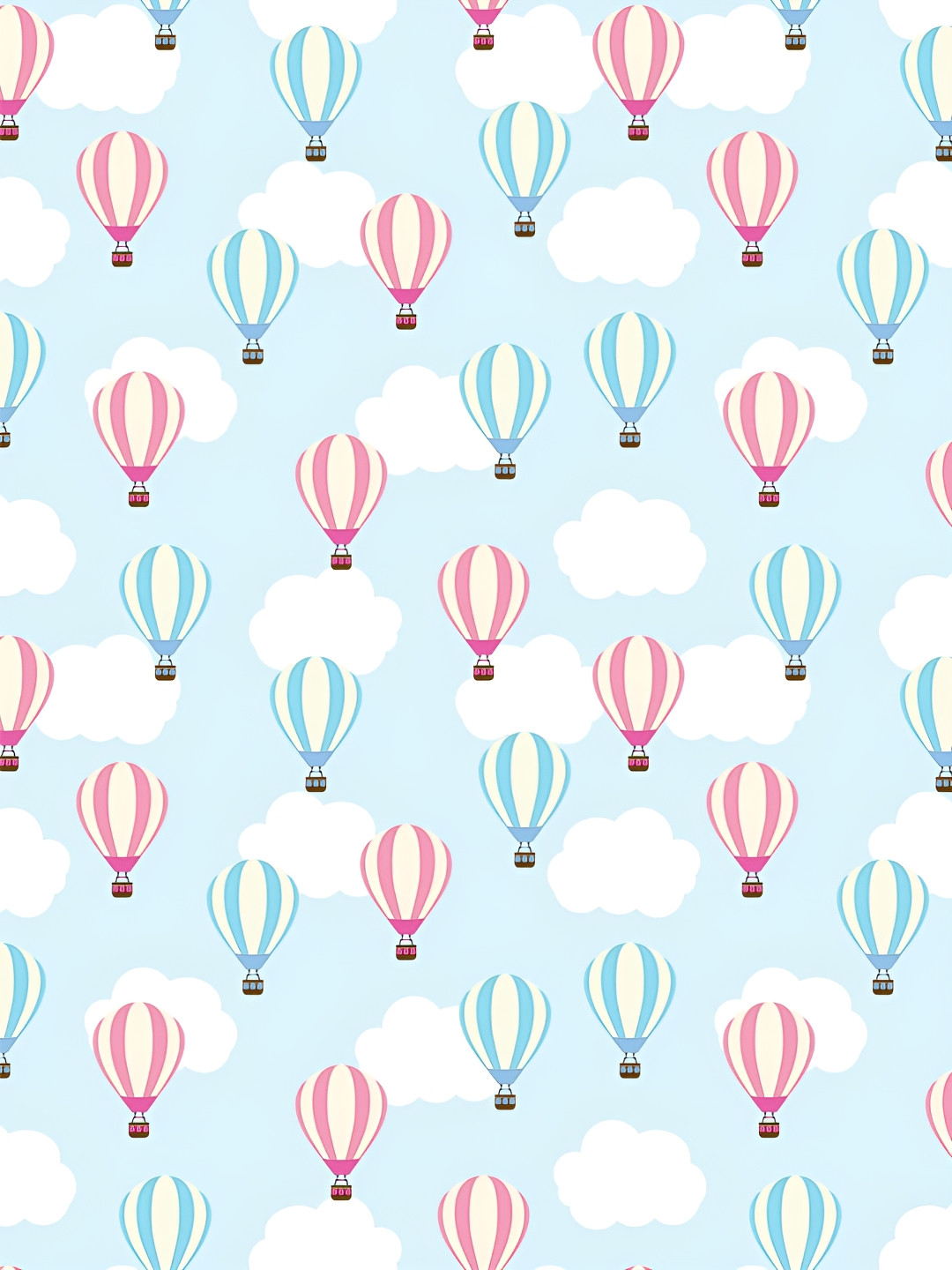 

DWELLSINDIA Blue & Pink Air Balloon Pattern Self Adhesive Waterproof Removable Wallpaper