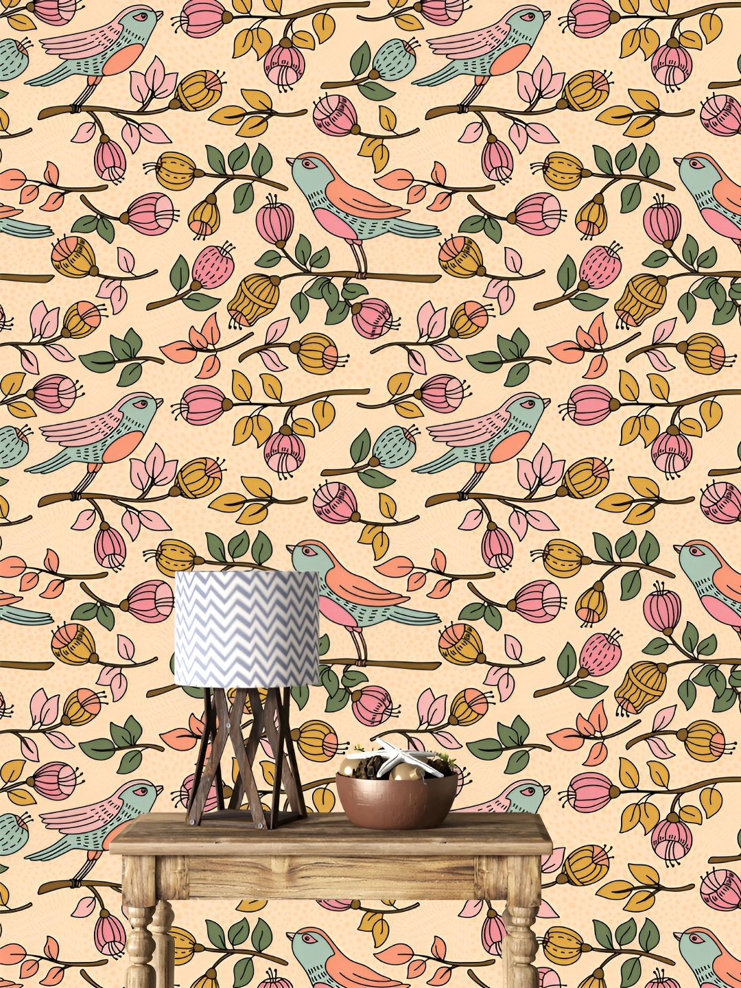 

DWELLSINDIA Yellow & Pink Flowers Printed Self Adhesive Wallpaper