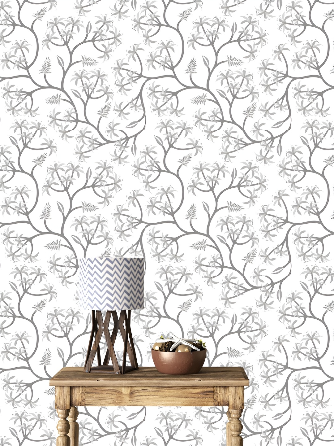 

DWELLSINDIA White & Grey Flowers Printed Self Adhesive Wallpaper