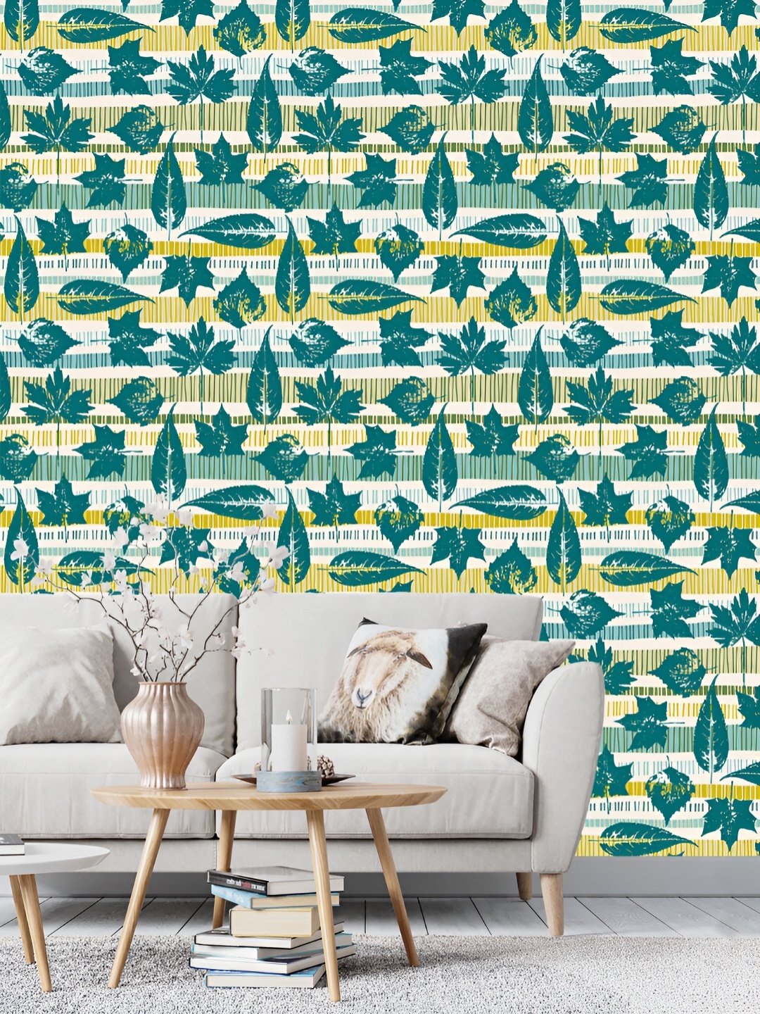 

DWELLSINDIA Green Leaves-designed Self-adhesive Waterproof & Scratch Resistant Wallpaper