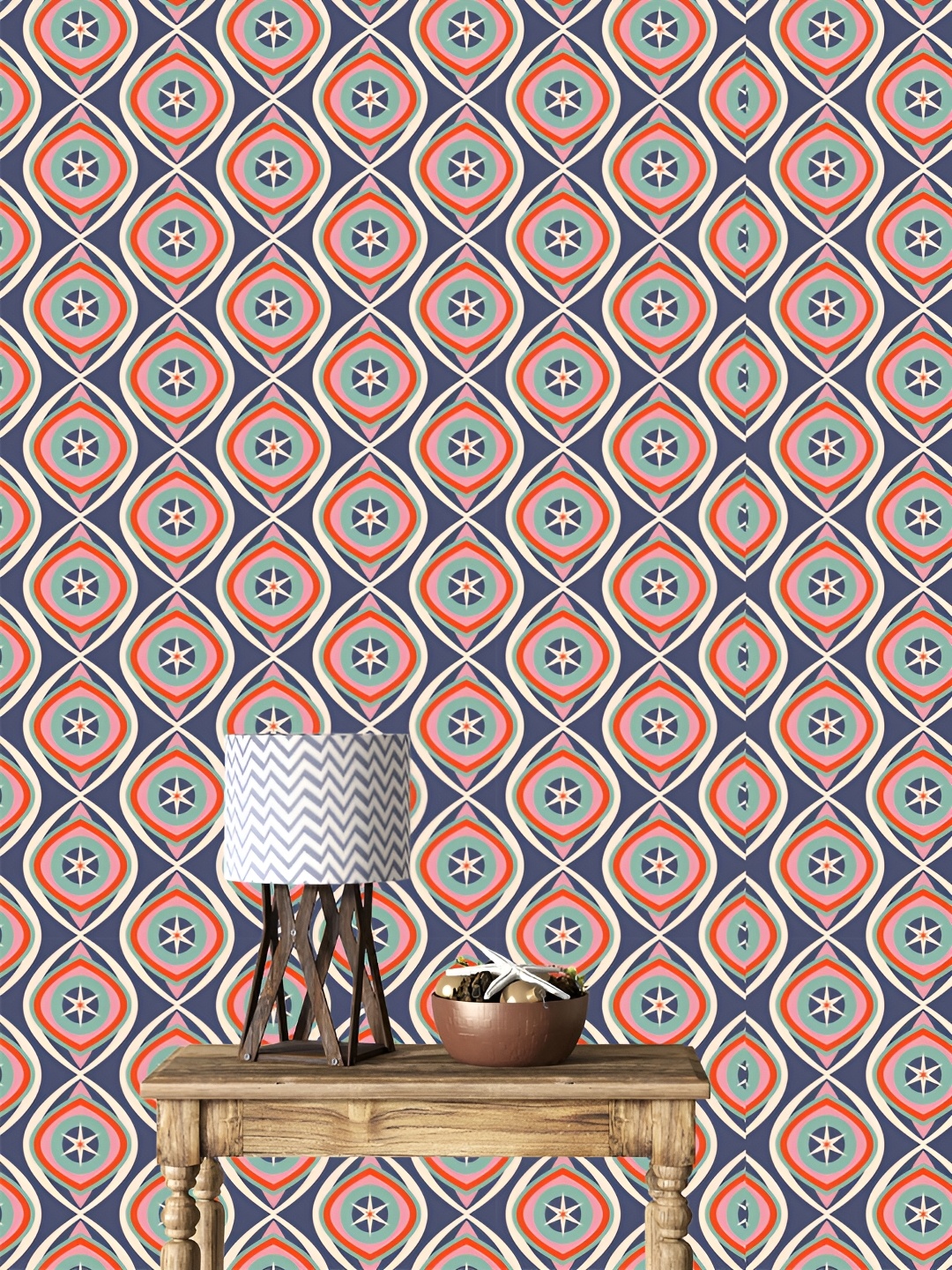 

DWELLSINDIA Blue & Pink Printed Self Adhesive Waterproof Removable Wallpaper
