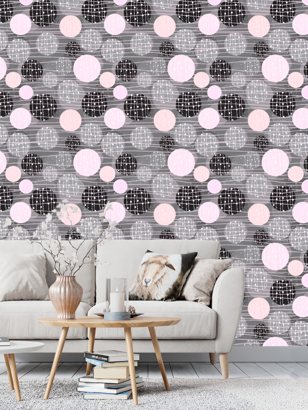 

DWELLSINDIA Grey & Pink Geometric Self-adhesive Waterproof & Scratch Resistant Wallpaper