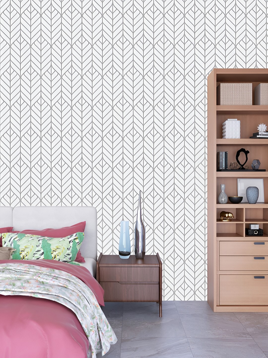 

DWELLSINDIA Grey Leaf Printed Self Adhesive Wallpaper