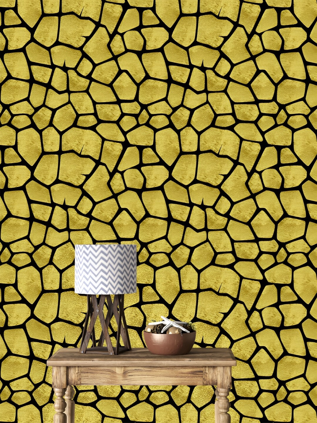 

DWELLSINDIA Beige & Black Printed Self Adhesive Wallpaper