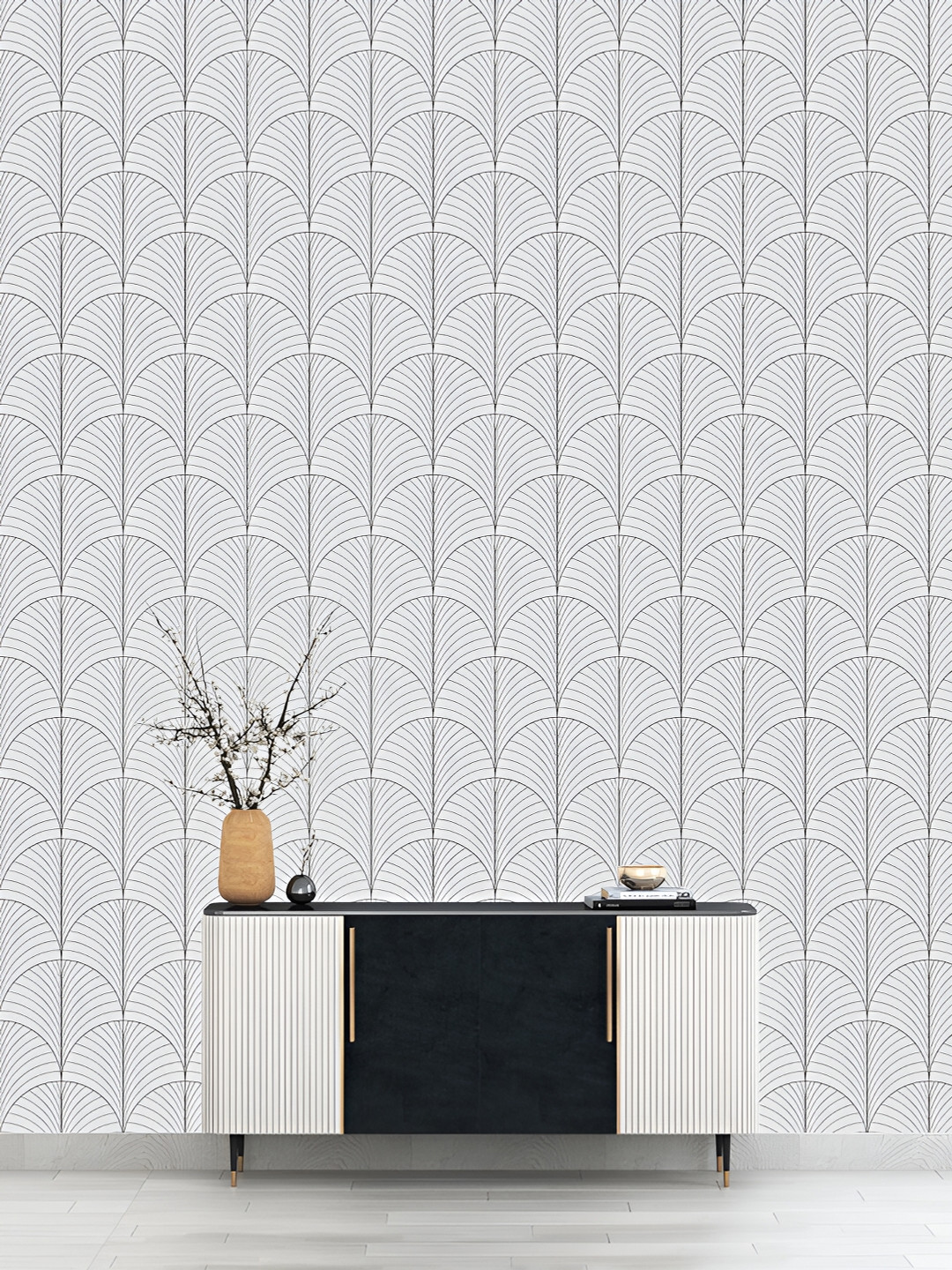 

DWELLSINDIA White & Grey Printed Self Adhesive Waterproof Wallpaper