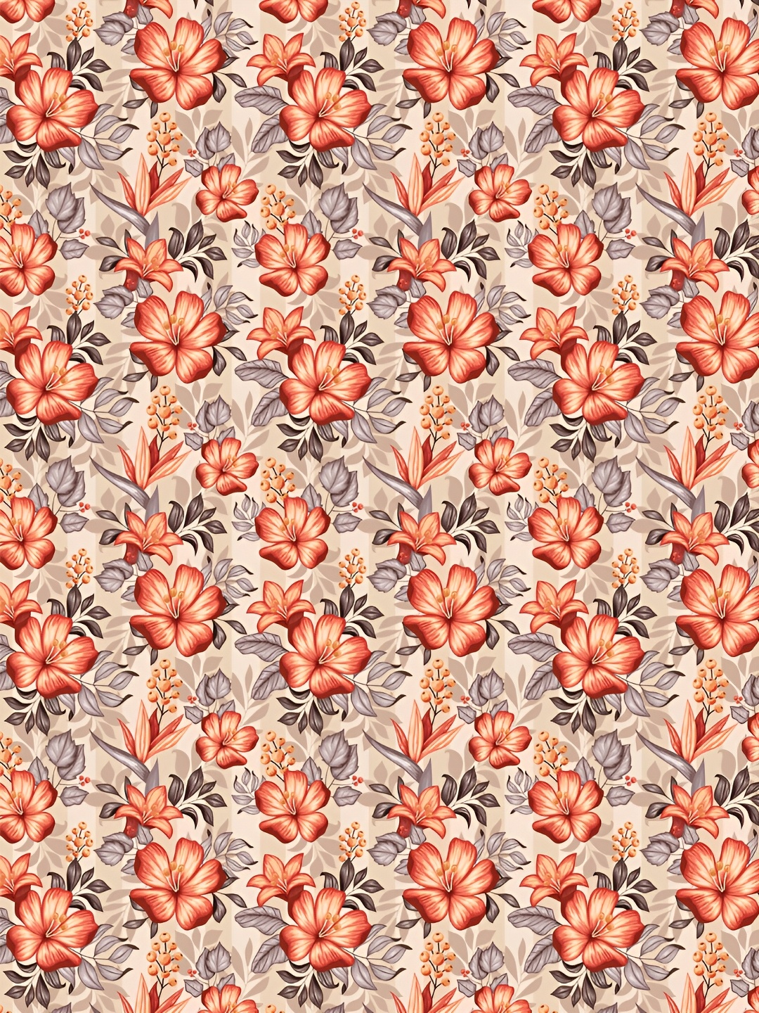 

DWELLSINDIA Beige & Red Floral Self-adhesive Waterproof & Scratch Resistant Wallpaper