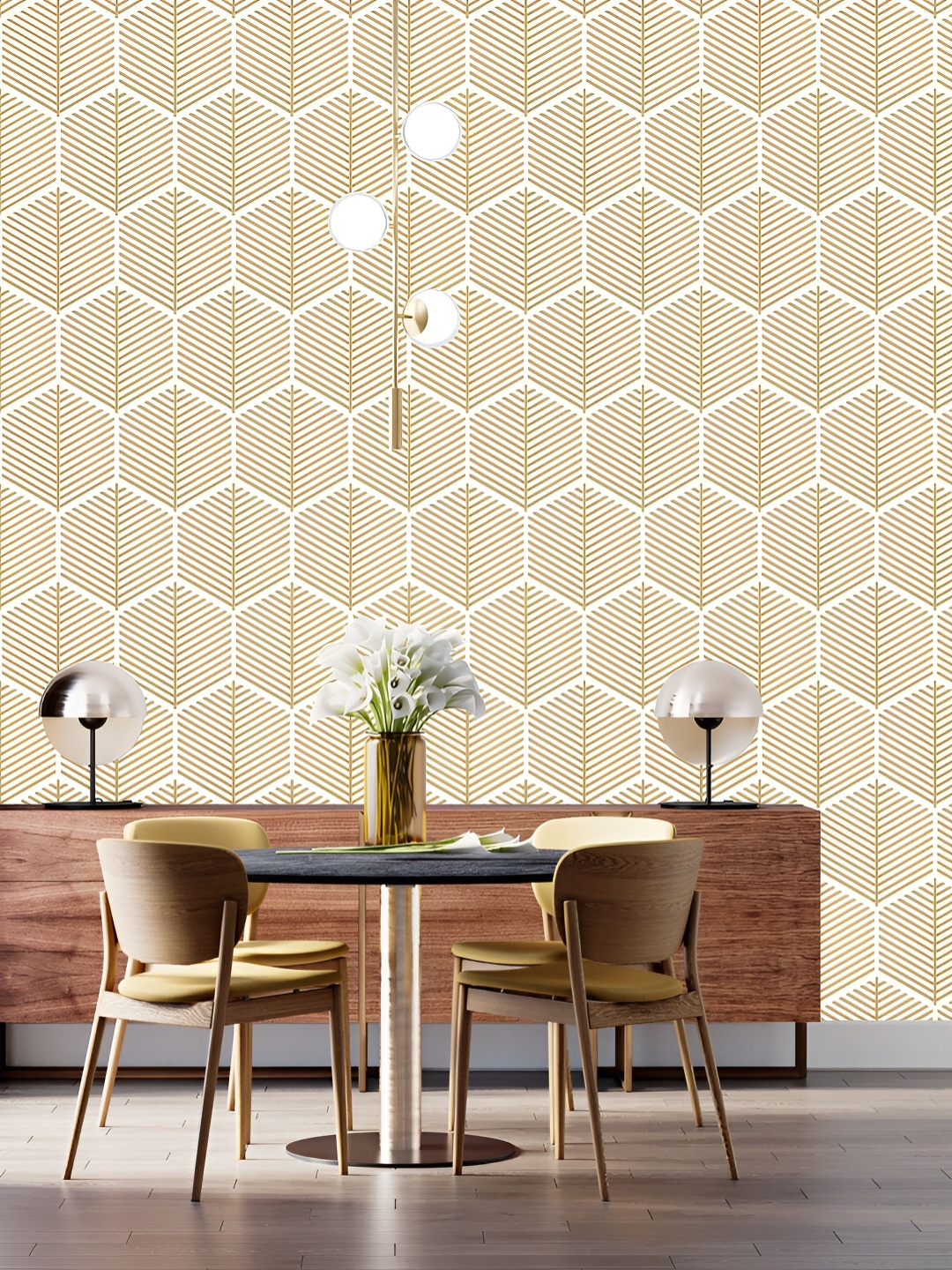 

DWELLSINDIA Cream-colored & Mustard Brown Self-adhesive Waterproof & Scratch Resistant Wal