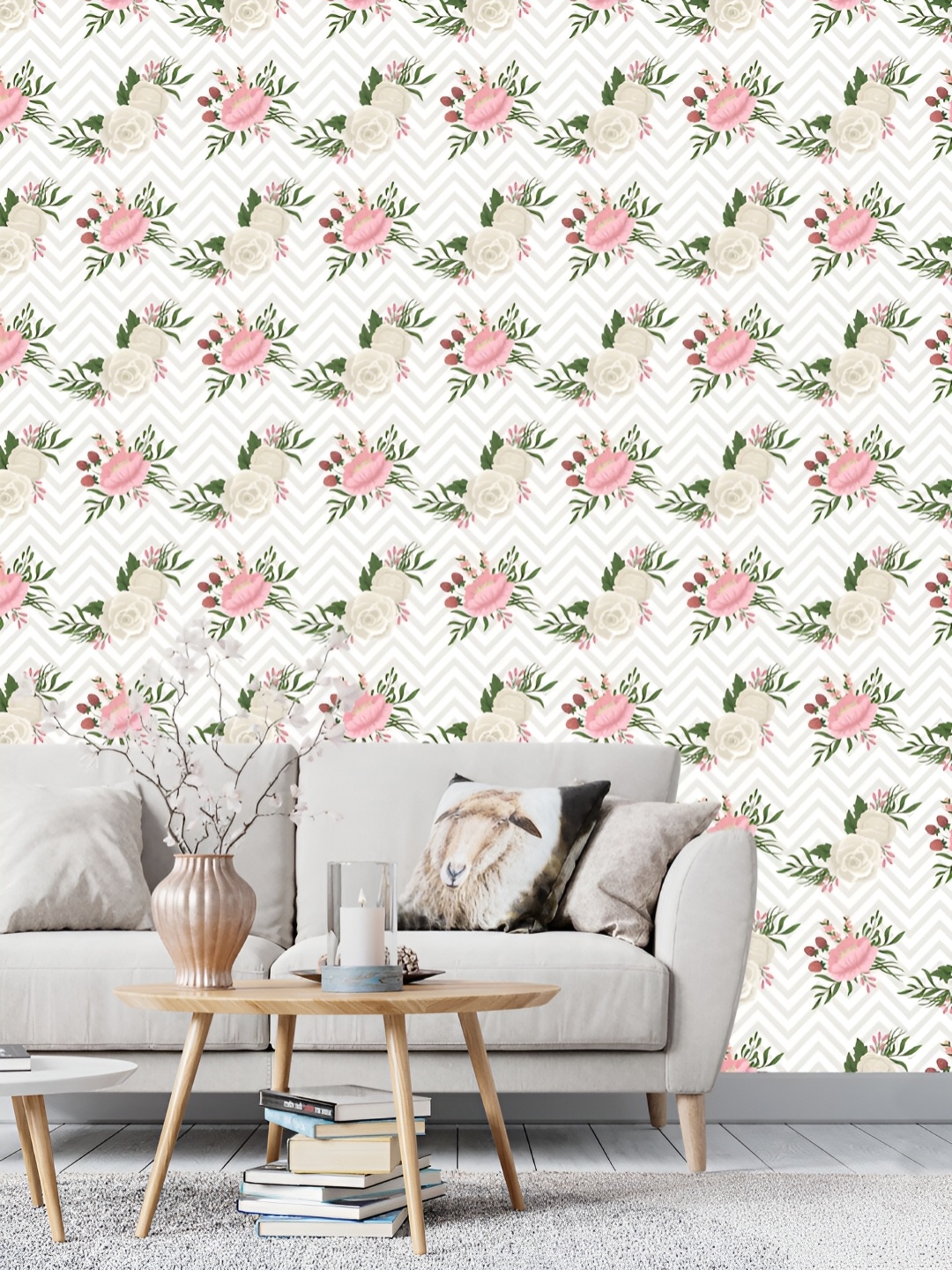 

DWELLSINDIA Pink & Green Printed Self Adhesive Wallpaper