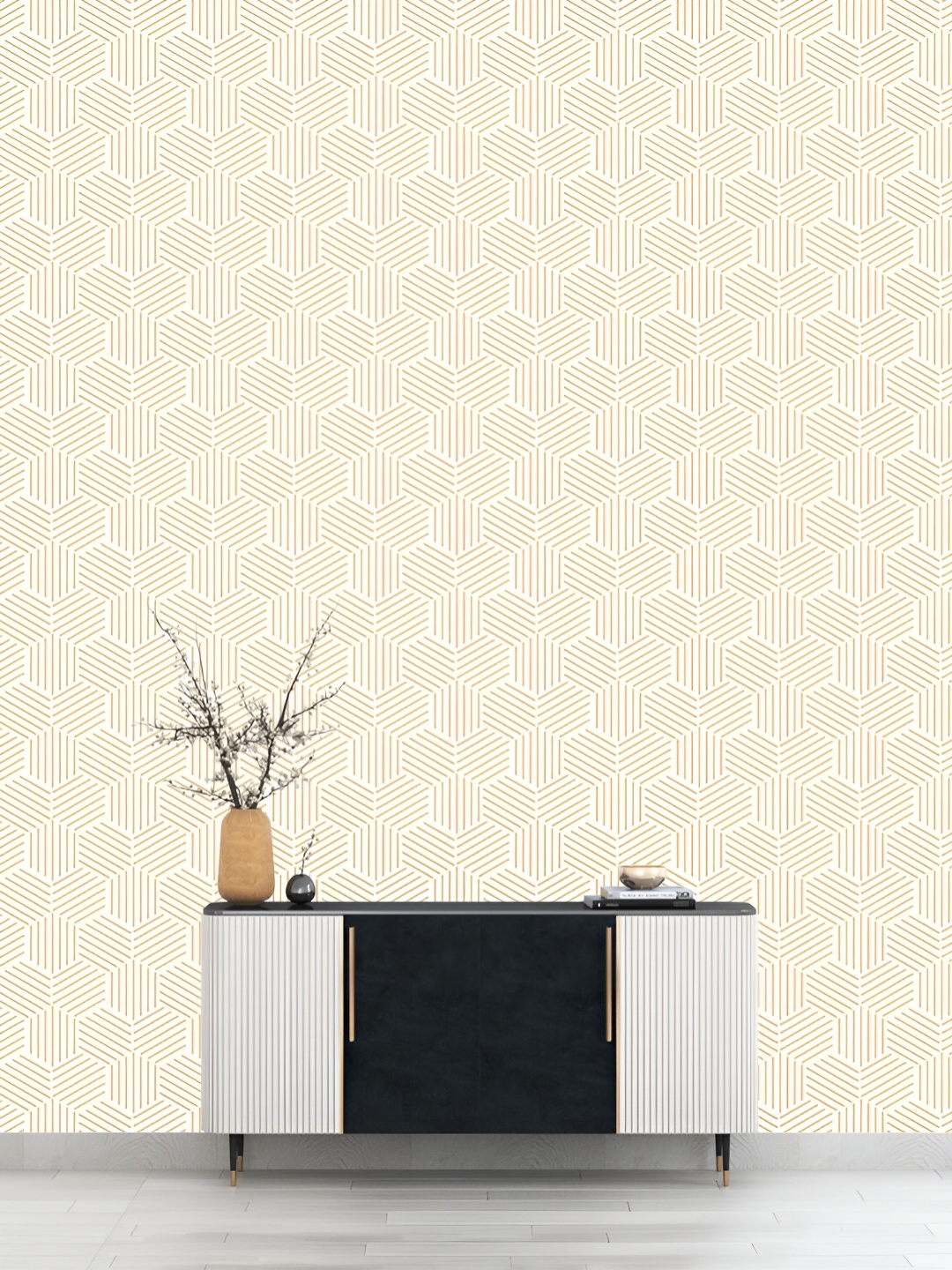 

DWELLSINDIA Beige Hexagon Printed Self Adhesive Waterproof Laminated Wallpaper