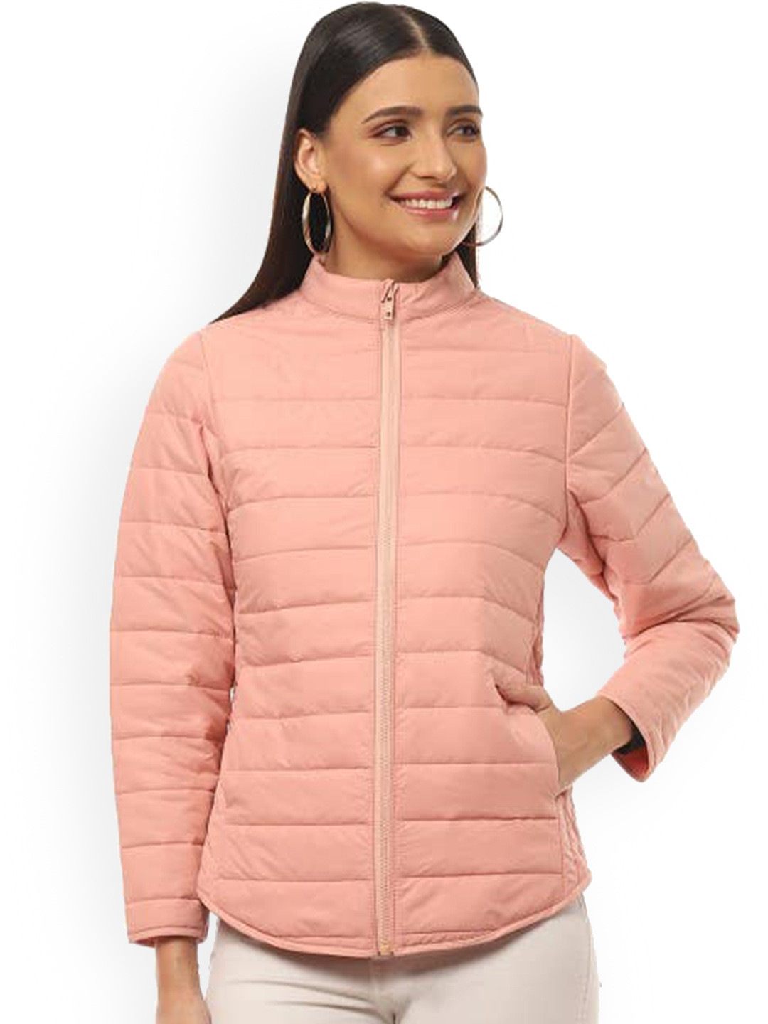 

2Bme Mock Collar Puffer Jacket, Peach