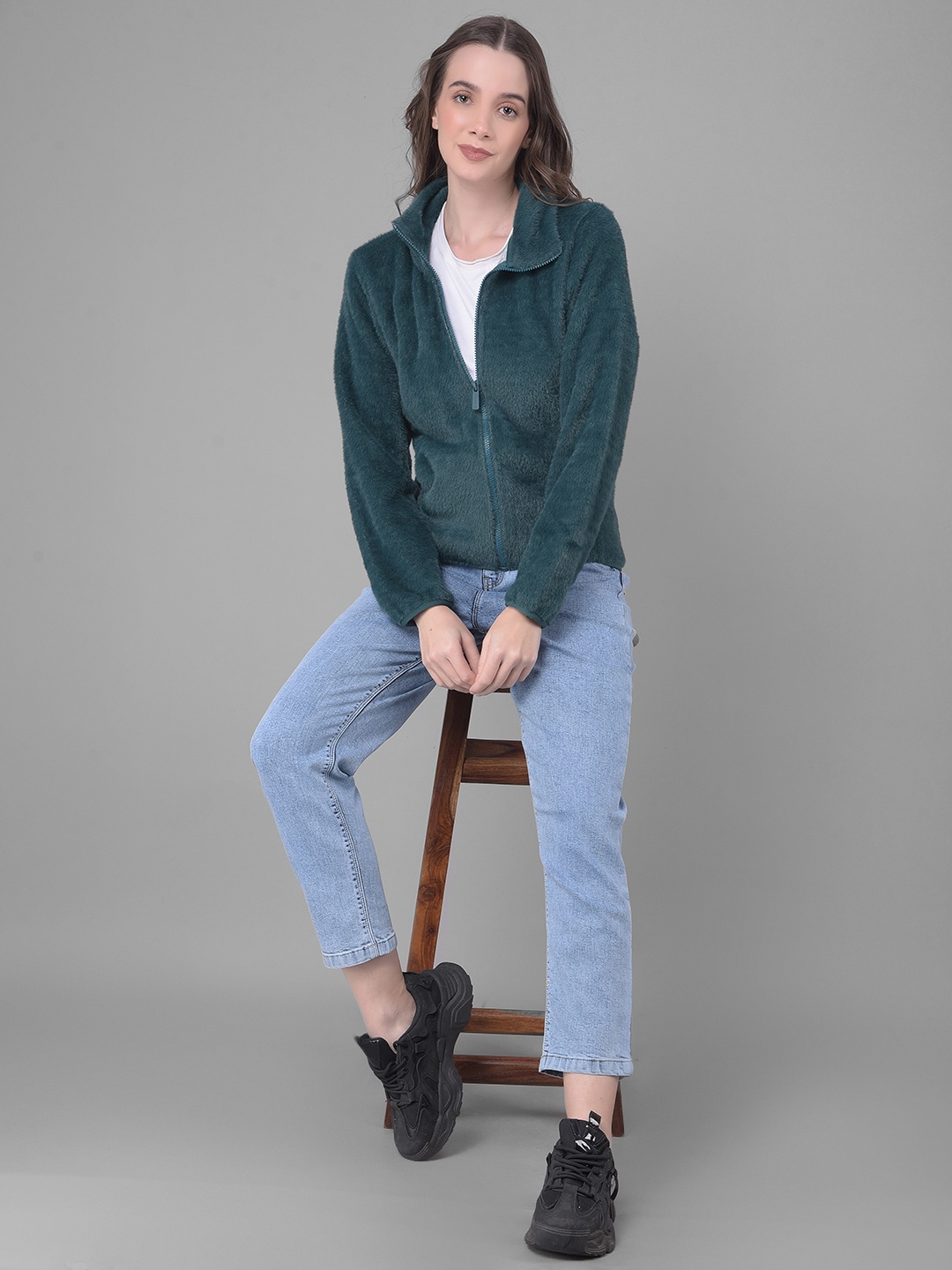 

Crimsoune Club Mock Collar Front-Open Sweatshirt, Green