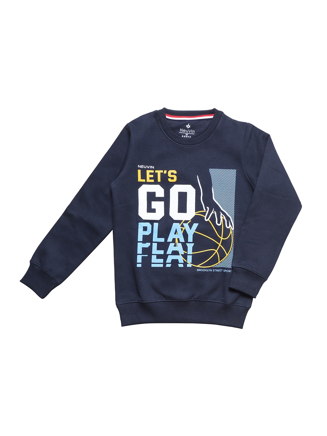 

BAESD Kids Typography Printed Fleece Pullover Sweatshirt, Navy blue