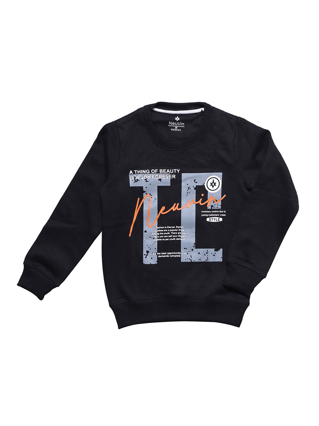 

BAESD Kids Typography Printed Fleece Pullover Sweatshirt, Black
