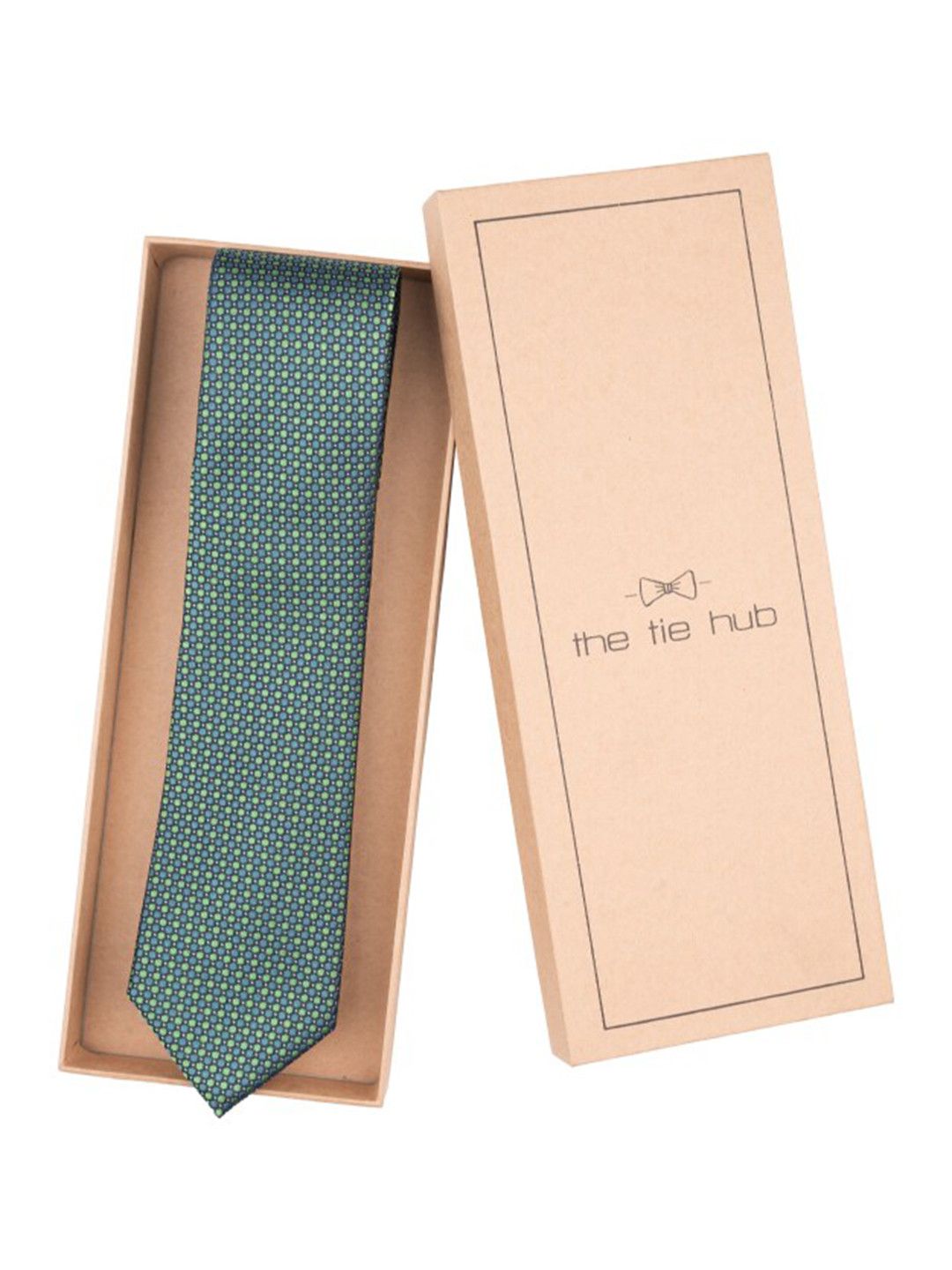 

The Tie Hub Men Woven Design Silk Skinny Tie, Green