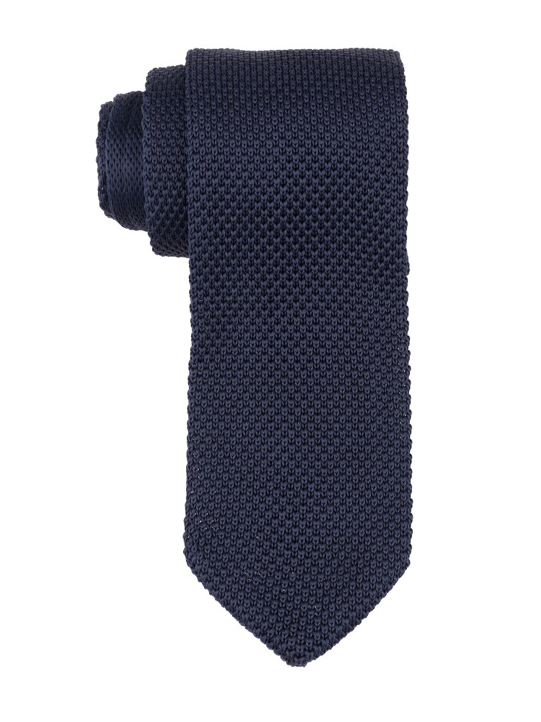 

The Tie Hub Men Self Design Skinny Tie, Navy blue