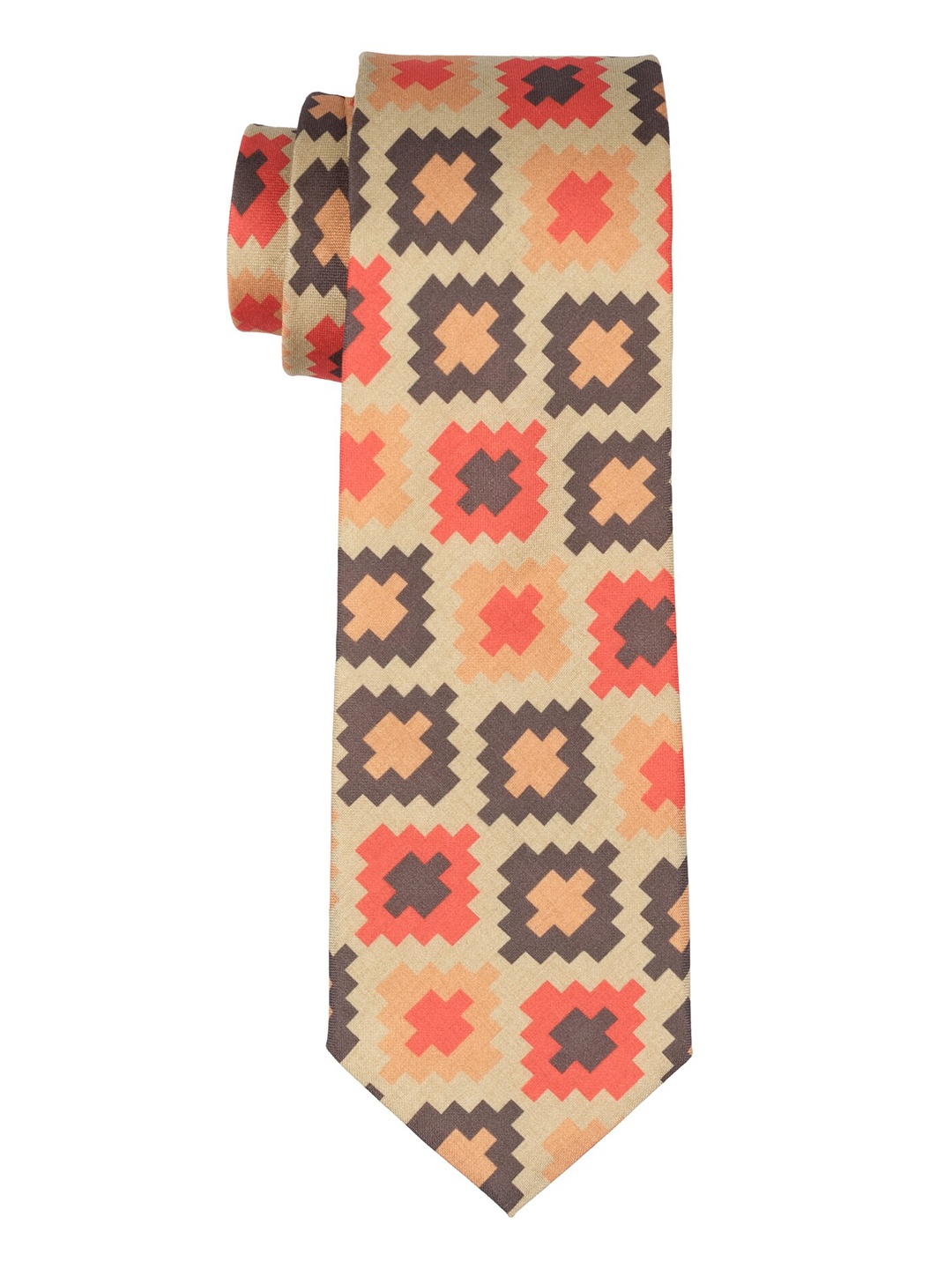 

The Tie Hub Men Printed Microfiber Skinny Tie, Cream