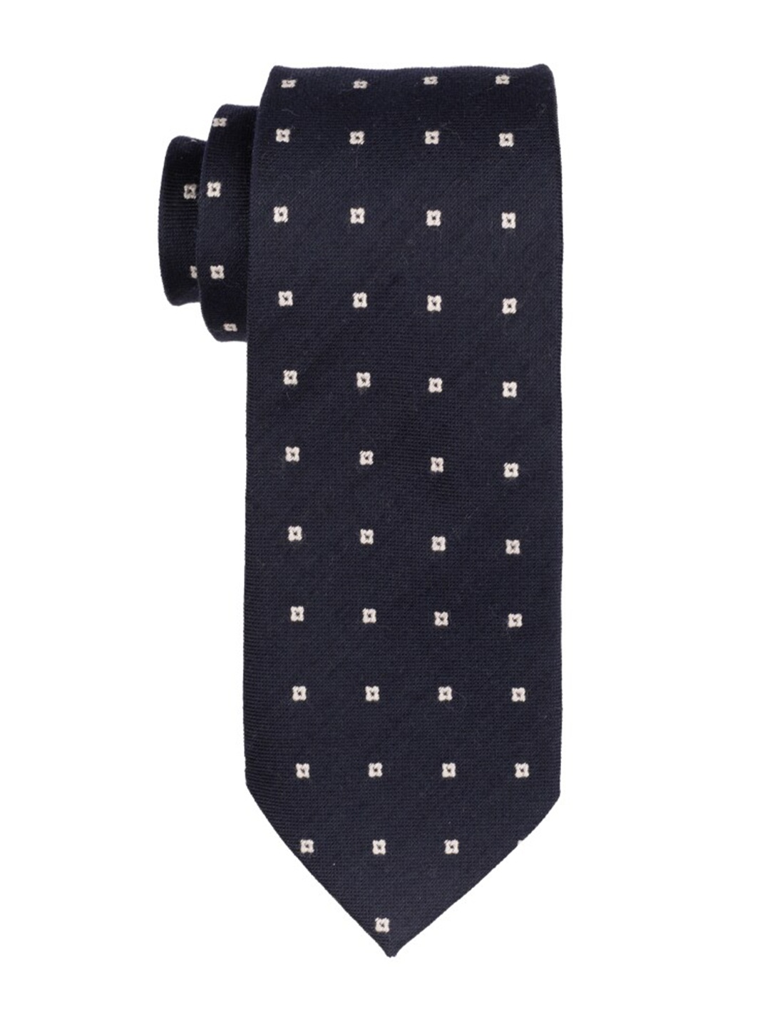 

The Tie Hub Men Woven Design Silk Broad Tie, Navy blue