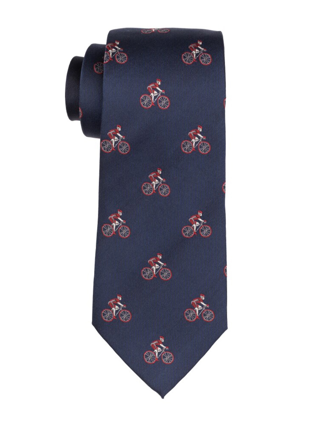 

The Tie Hub Men Printed Skinny Silk Tie, Navy blue
