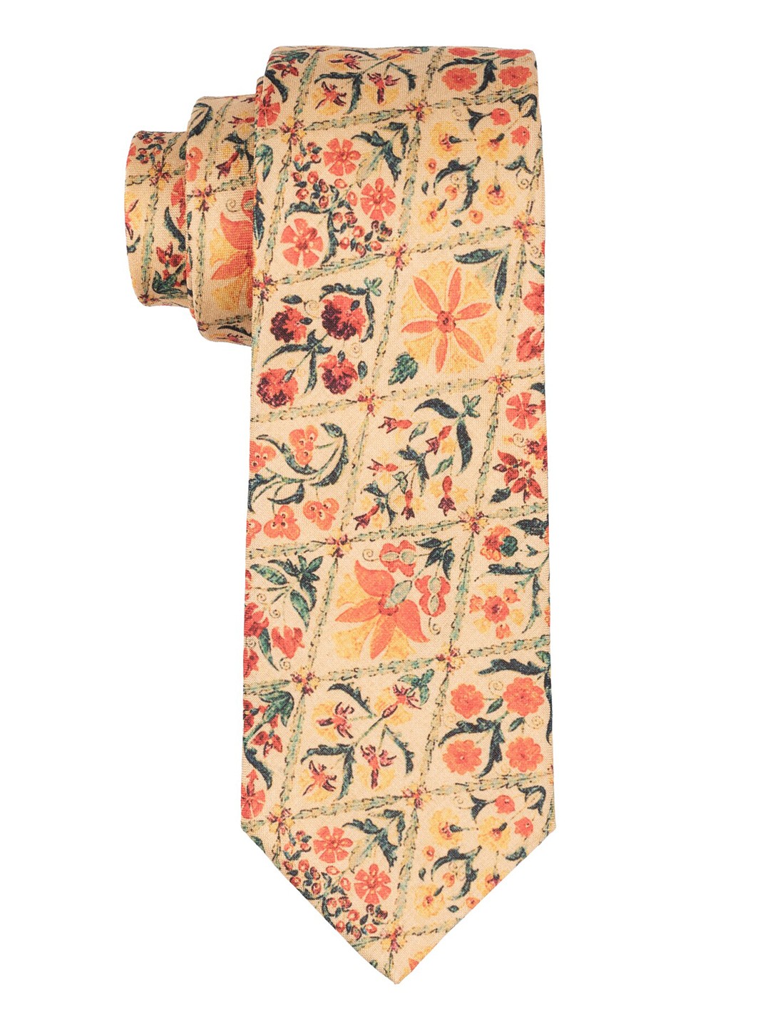 

The Tie Hub Men Floral Printed Broad Tie, Yellow