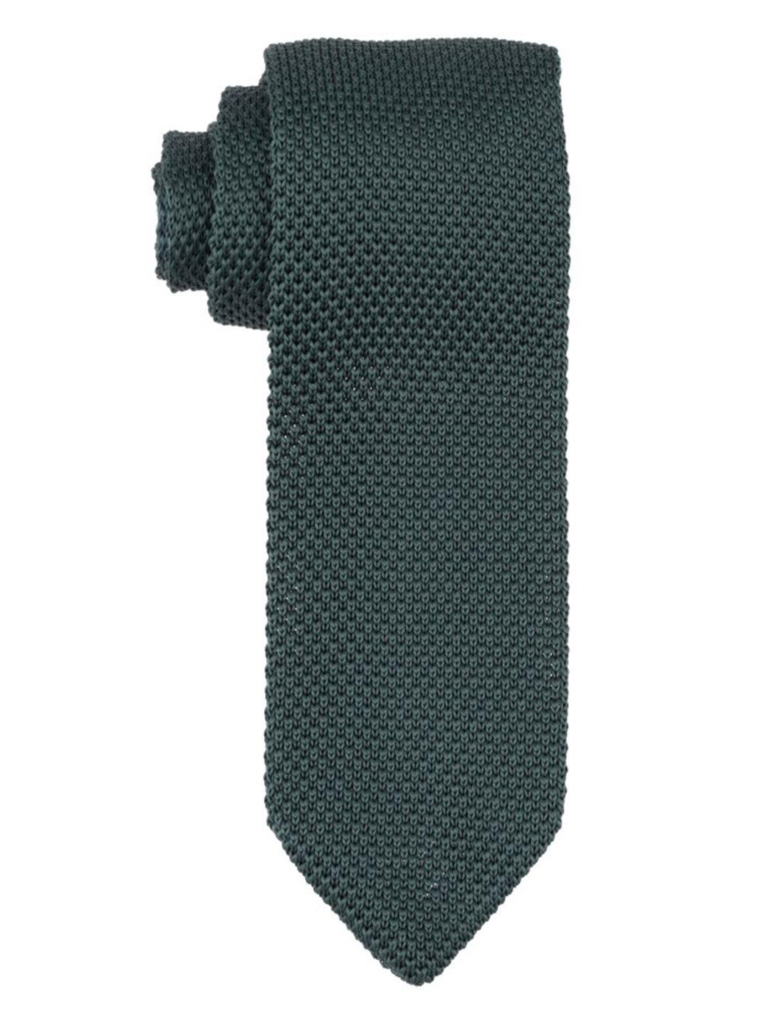 

The Tie Hub Men Woven Design Knitted Skinny Tie, Green