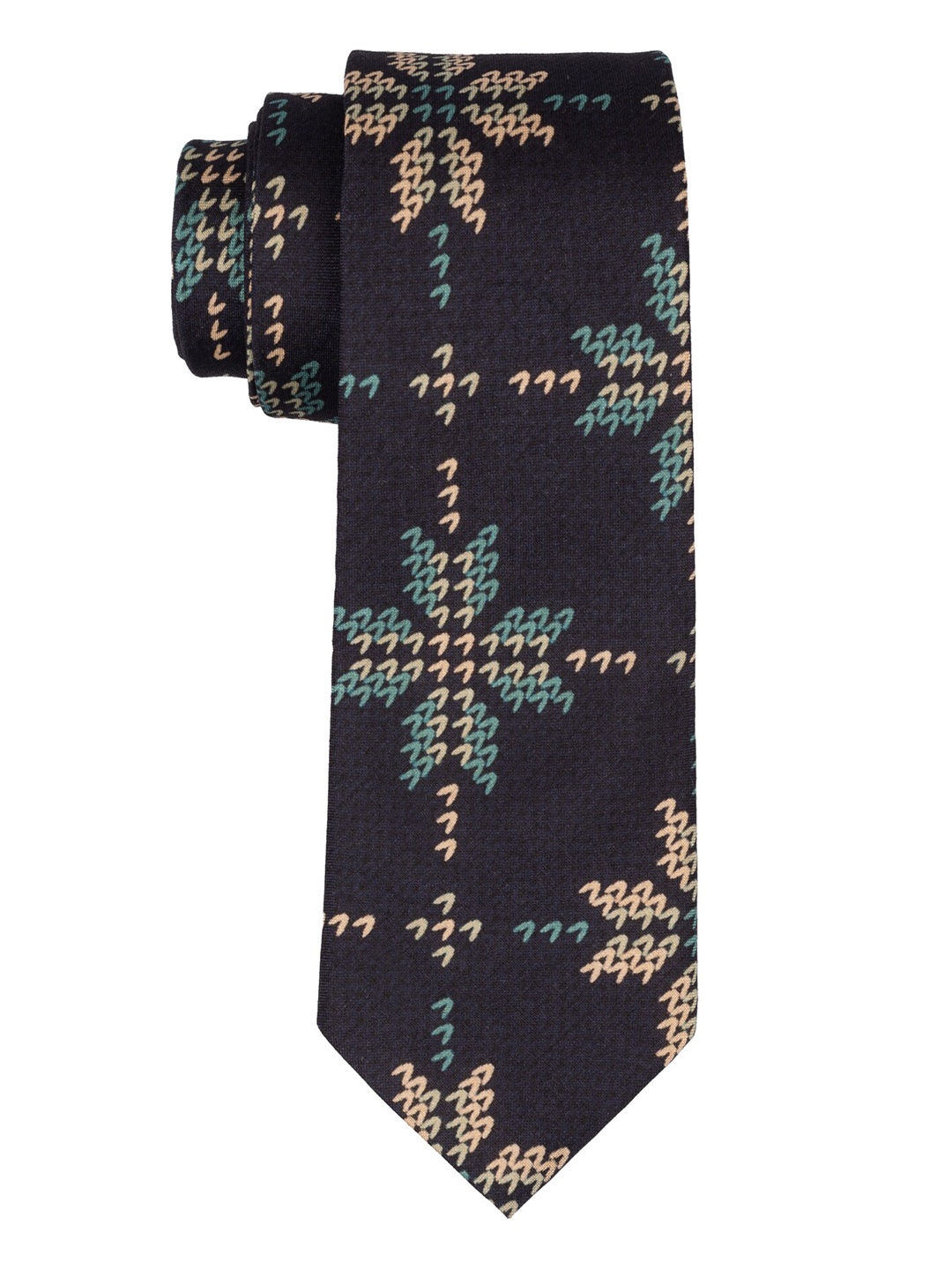

The Tie Hub Men Woven Deign Skinny Tie, Navy blue