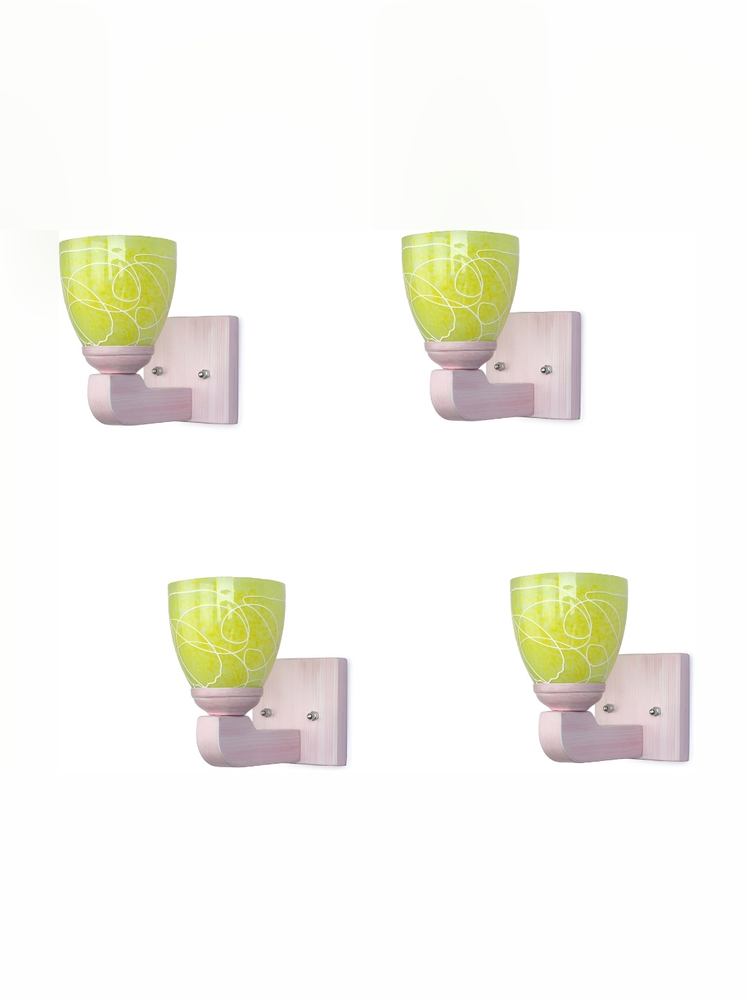 

Afast Yellow & White 4 Pieces Printed Abstract Shaped Glass Wall Lamps