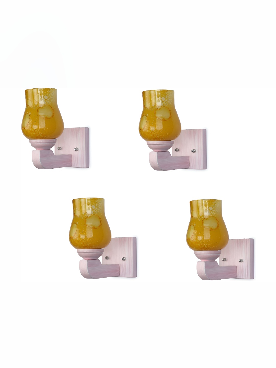 

Afast Yellow & White 4 Pieces Printed Abstract Shaped Glass Wall Lamps