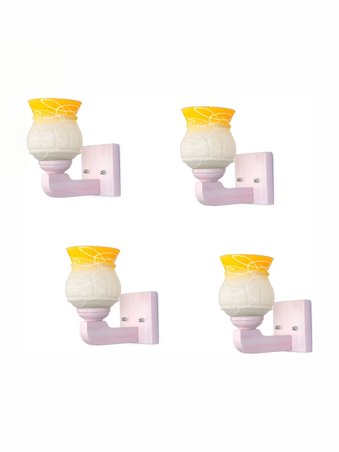 

Afast Yellow & White 4 Pieces Printed Abstract Shaped Glass Wall Lamps