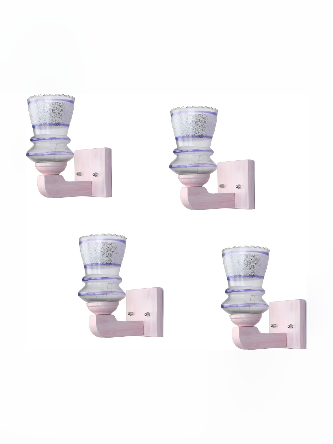 

Afast White & Blue 4 Pieces Printed Abstract Shaped Glass Wall Lamps