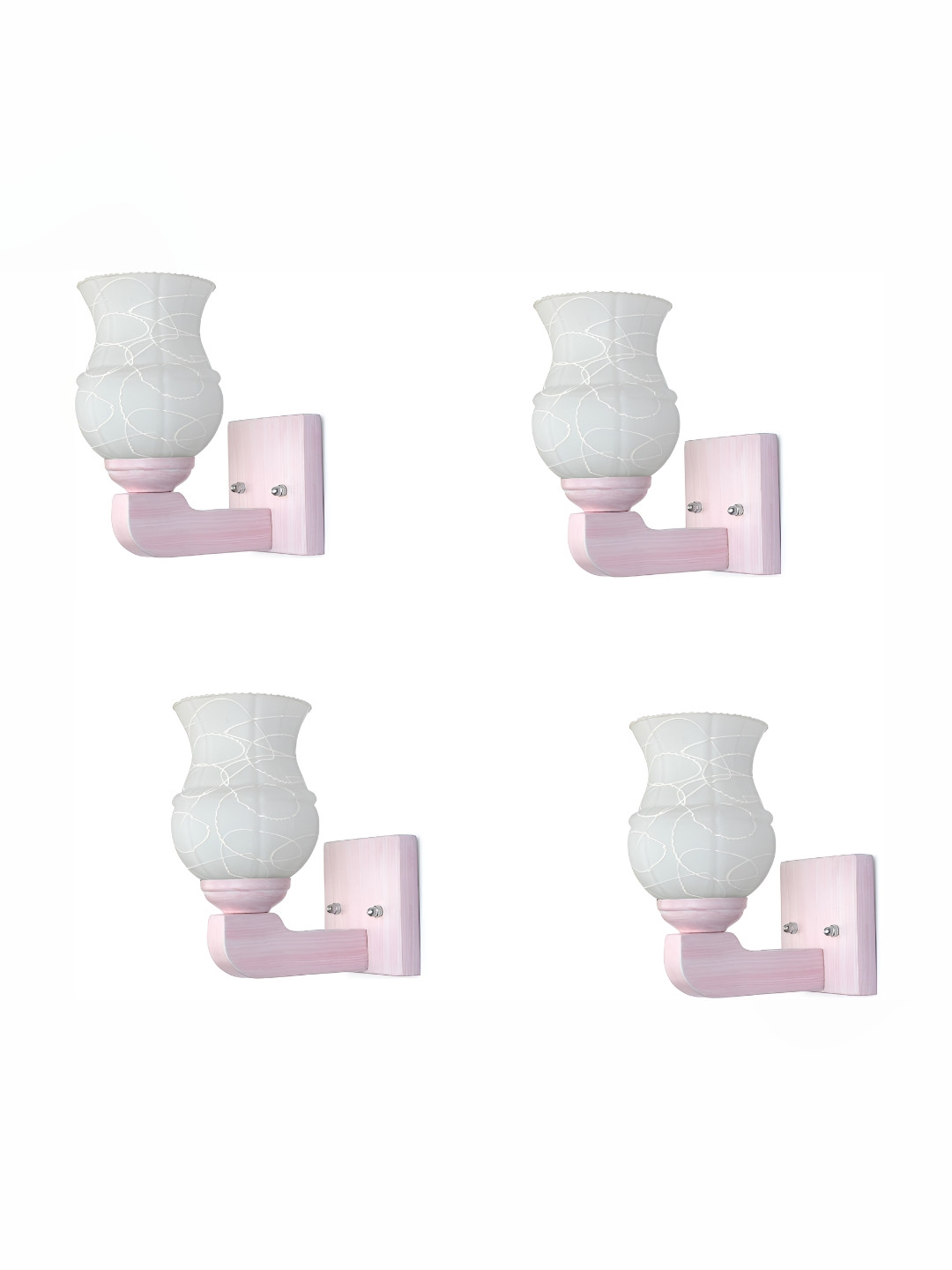 

Afast White & Pink 4 Pieces Printed Abstract Shaped Glass Wall Lamps
