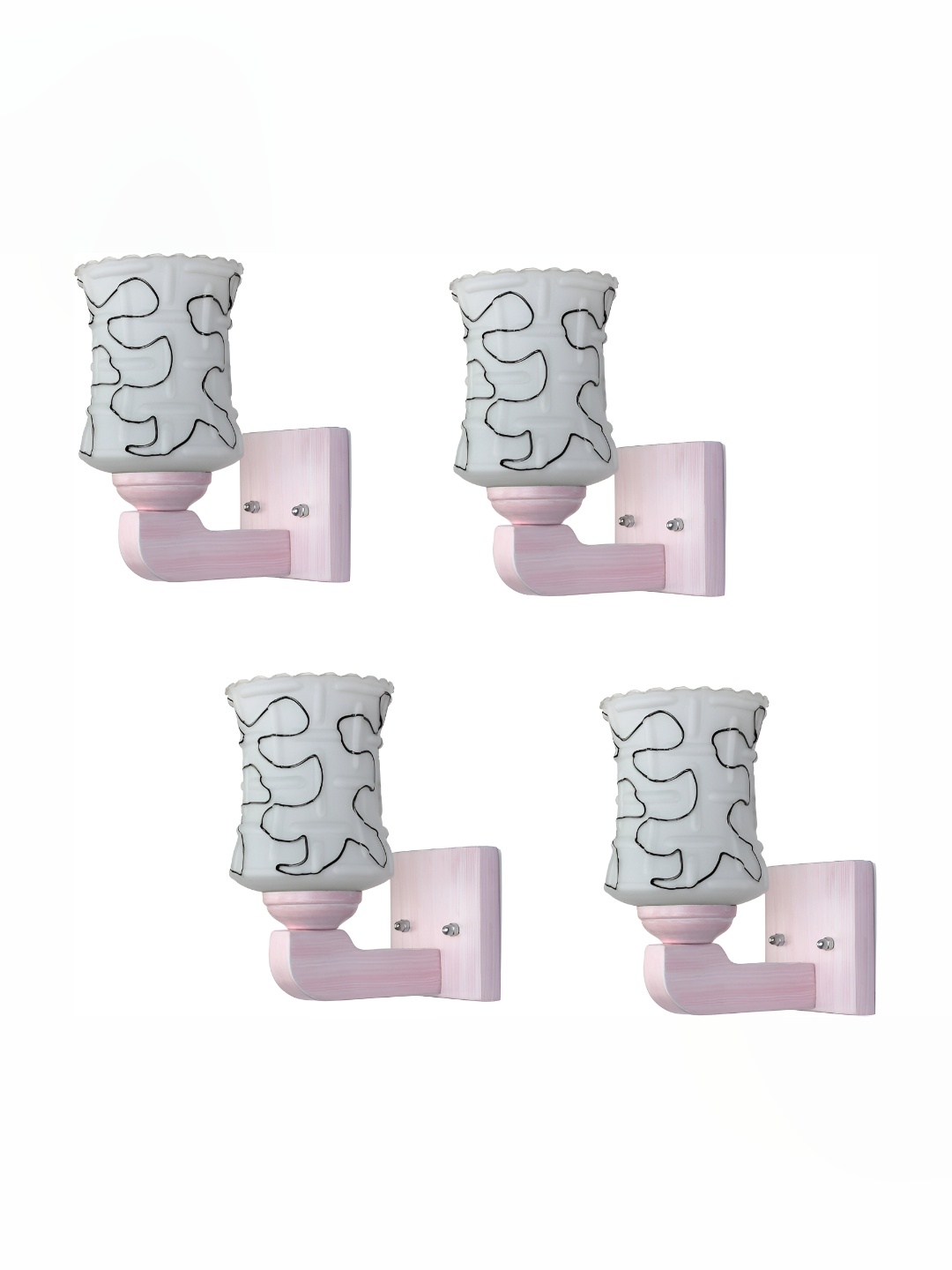 

Afast White & Black 4 Pieces Printed Abstract Shaped Glass Wall Lamps