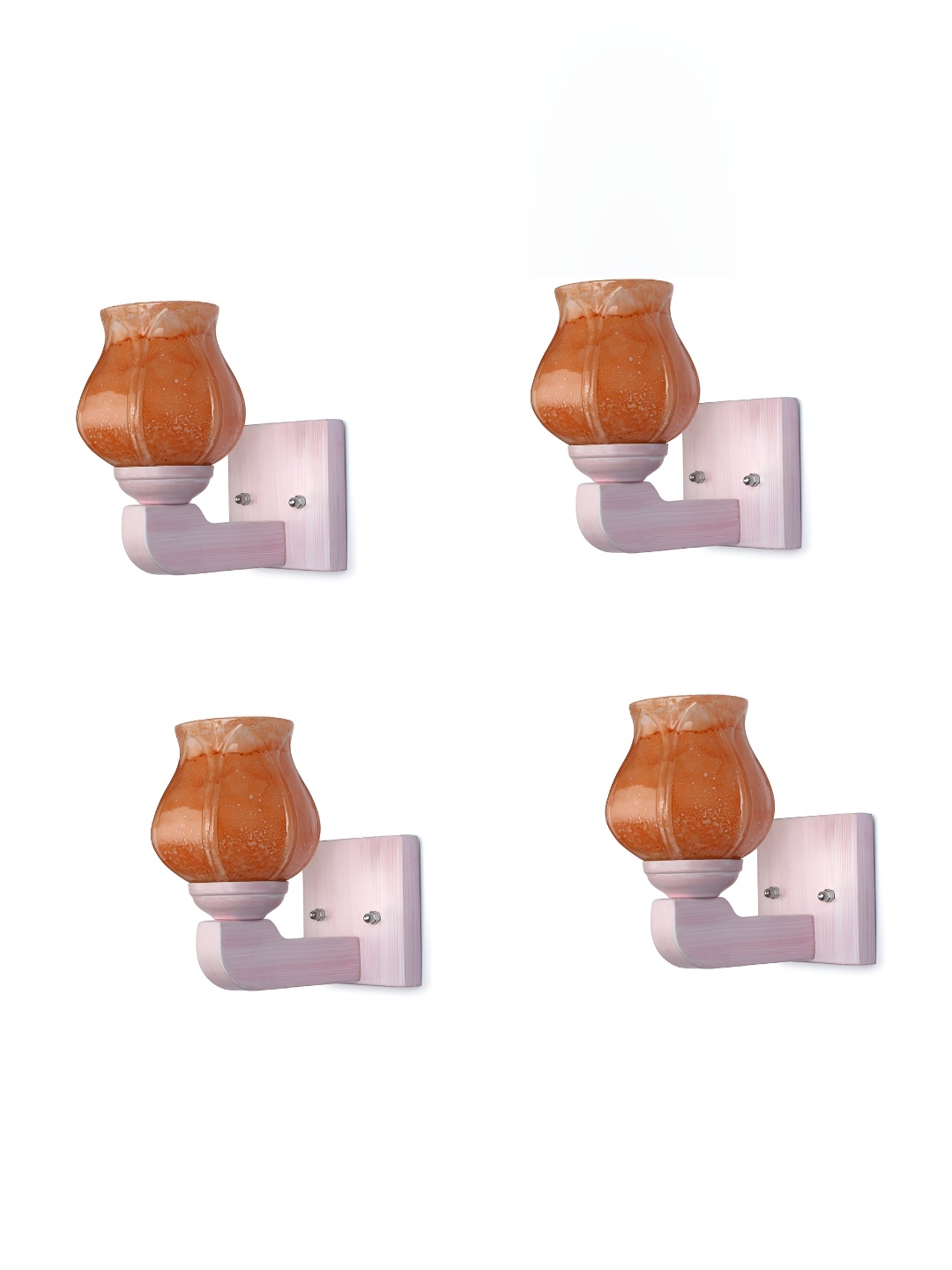 

Afast Orange & White 4 Pieces Textured Abstract Shaped Glass Wall Lamps