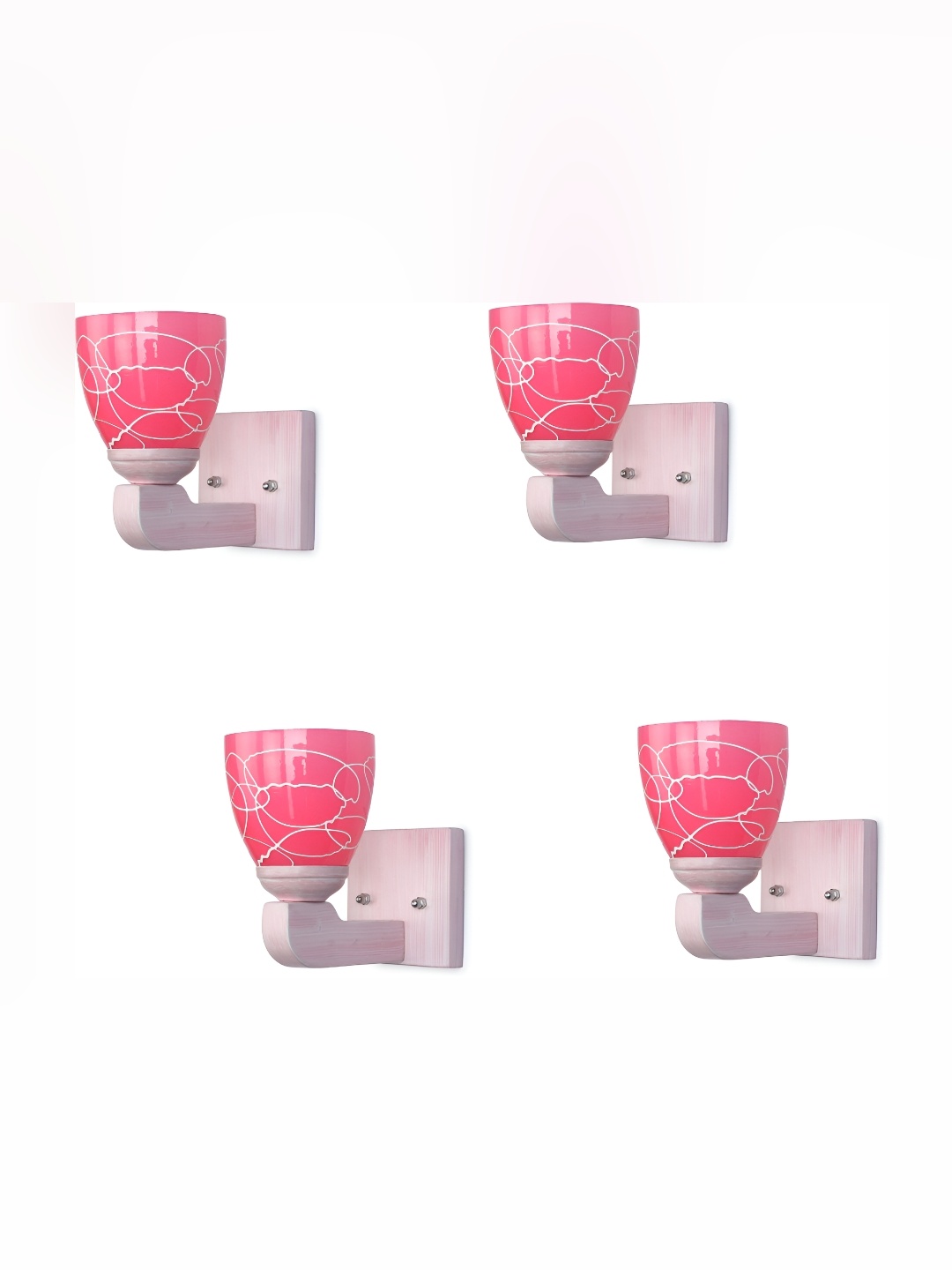 

Afast Pink & White 4 Pieces Printed Abstract Shaped Glass Wall Lamps