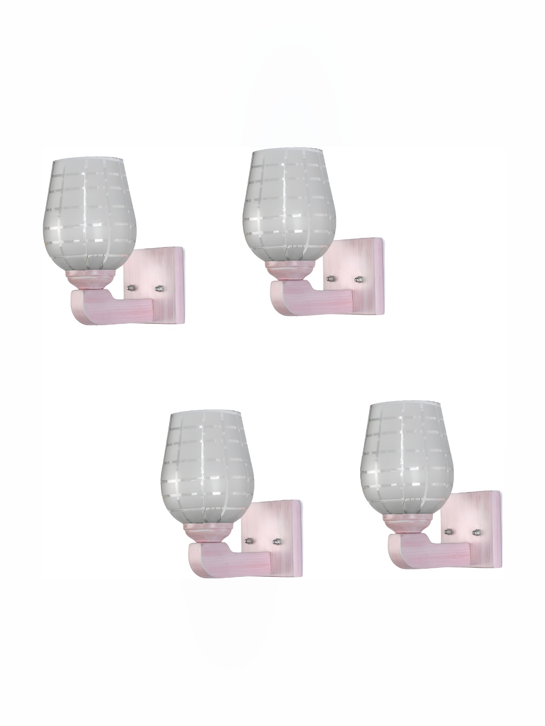 

Afast Silver Toned & Pink 4 Pieces Printed Abstract Shaped Glass Wall Lamps
