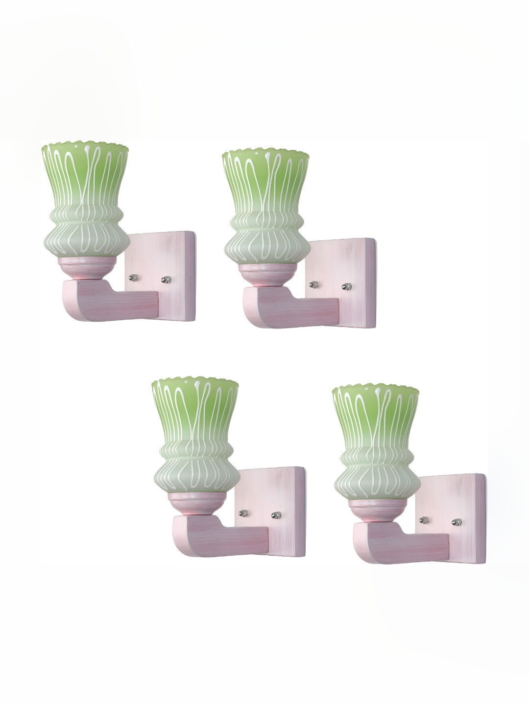 

Afast Green & White 4 Pieces Printed Abstract Shaped Glass Wall Lamps