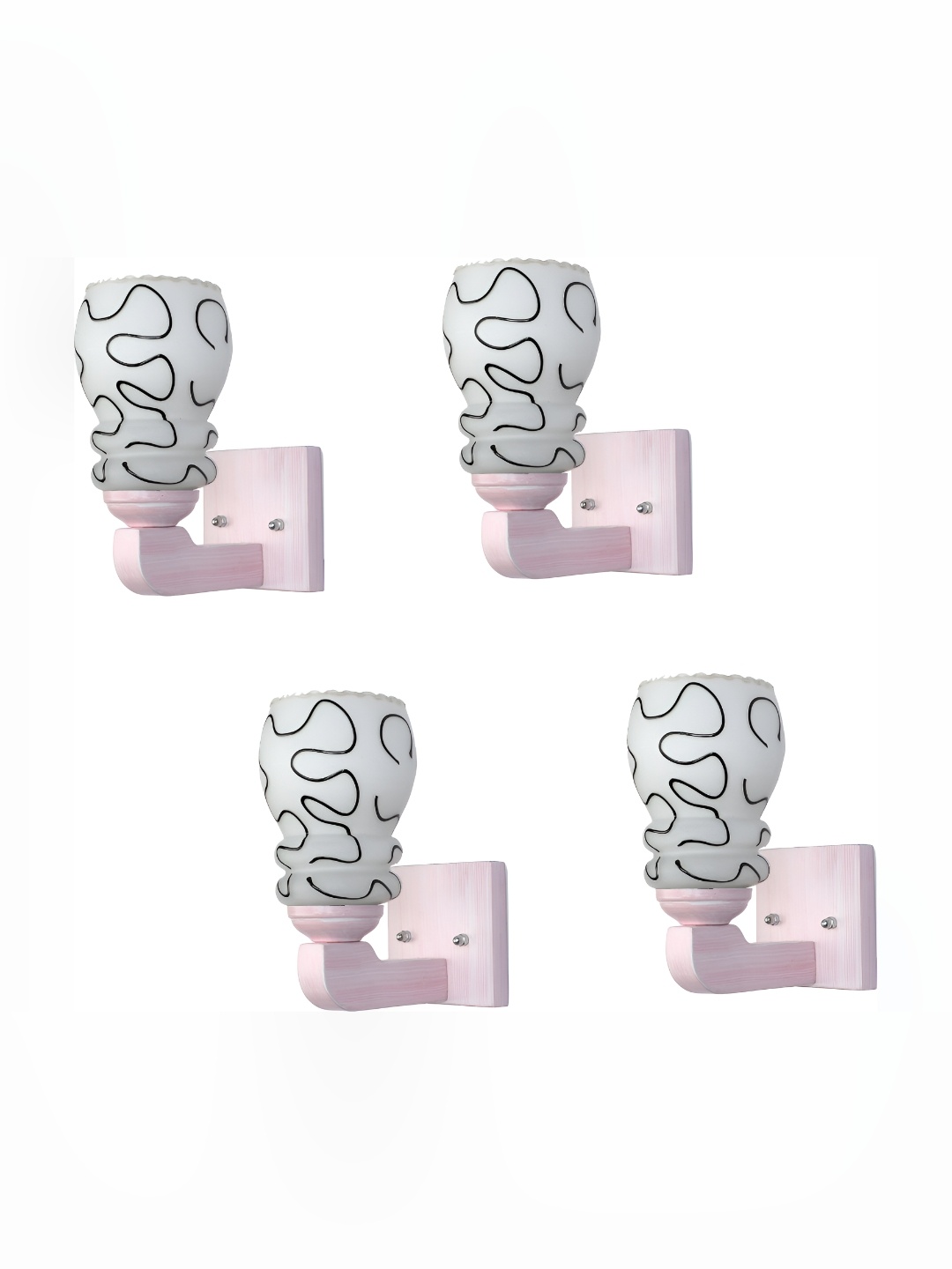 

Afast Grey & Black 4 Pieces Printed Abstract Shaped Glass Wall Lamps