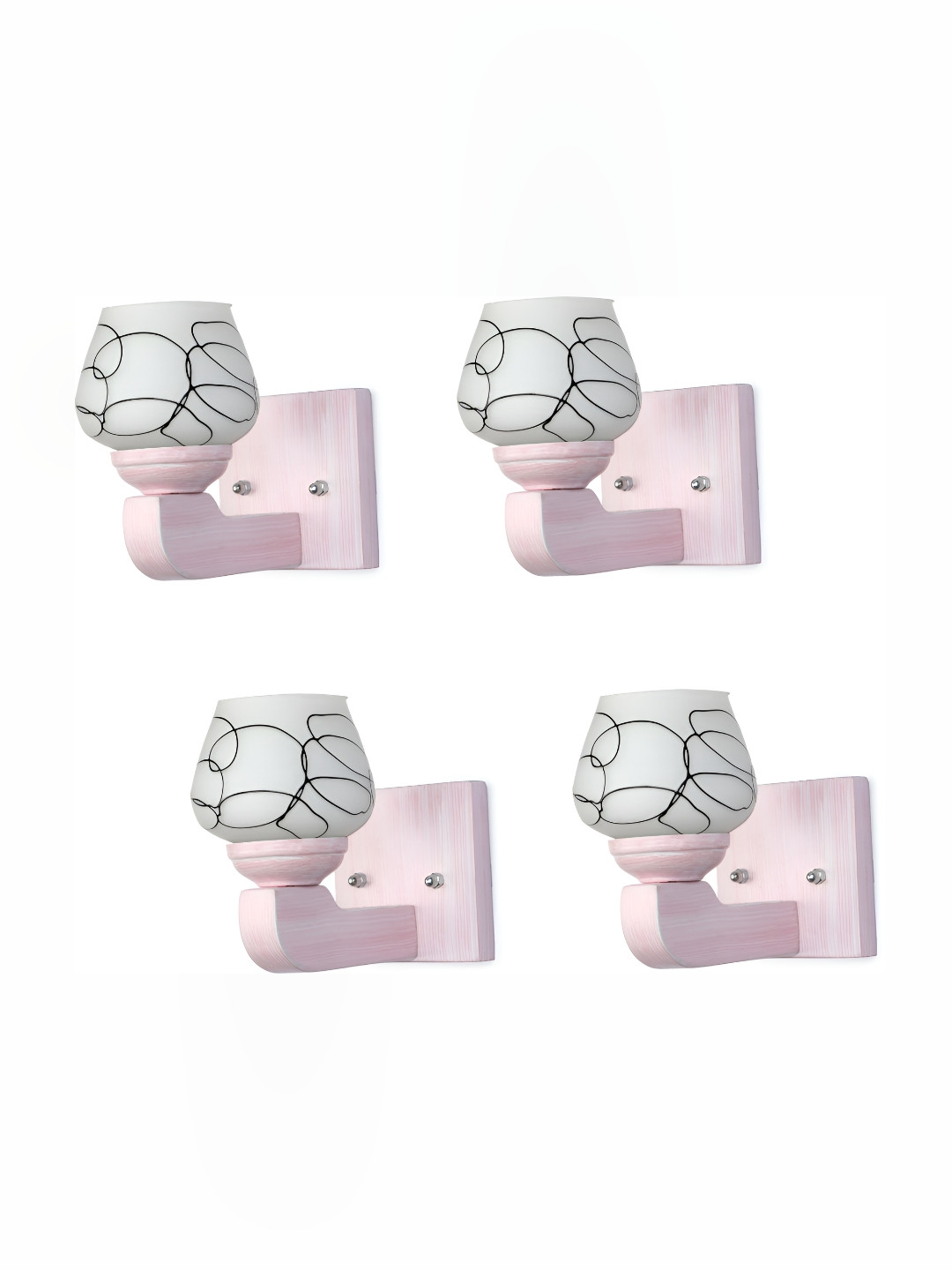 

Afast White & Black 4 Pieces Printed Abstract Shaped Glass Wall Lamps