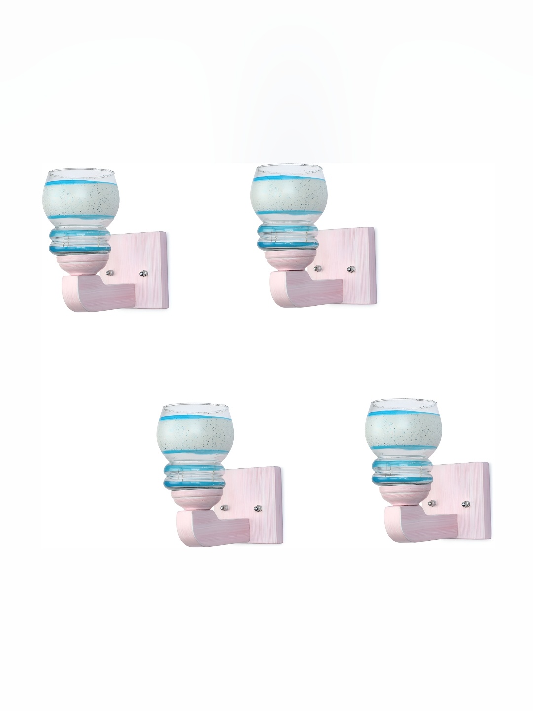 

Afast White & Blue 4 Pieces Printed Abstract Shaped Glass Wall Lamps