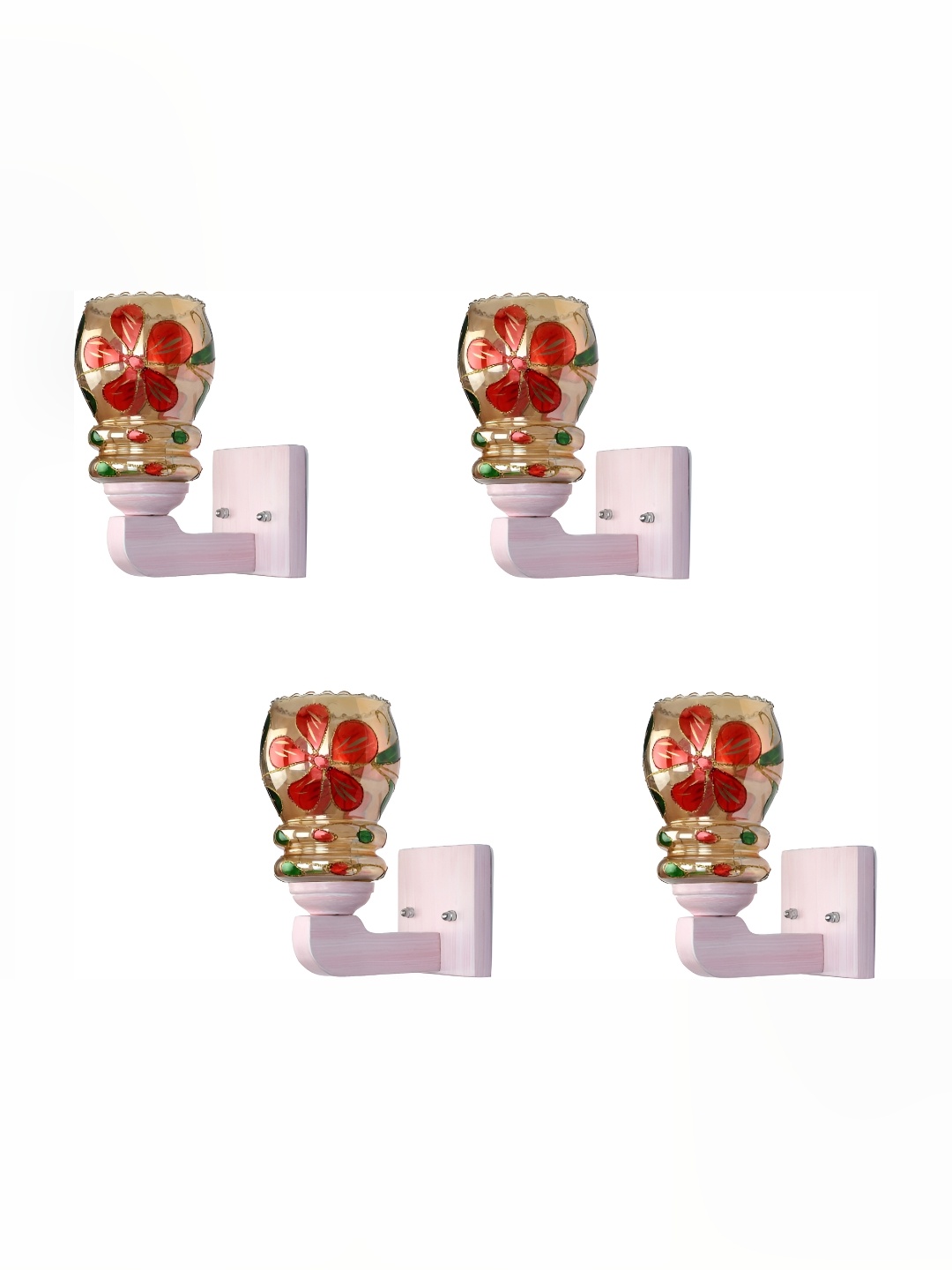 

Afast Brown & Red 4 Pieces Printed Abstract Shaped Glass Wall Lamps