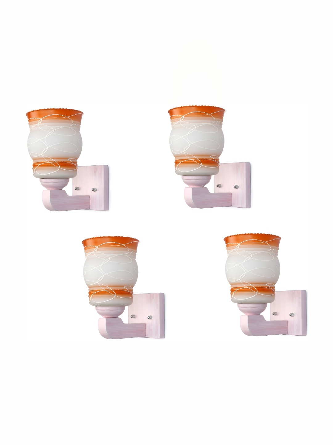 

Afast Orange & White 4 Pieces Printed Abstract Shaped Glass Wall Lamps