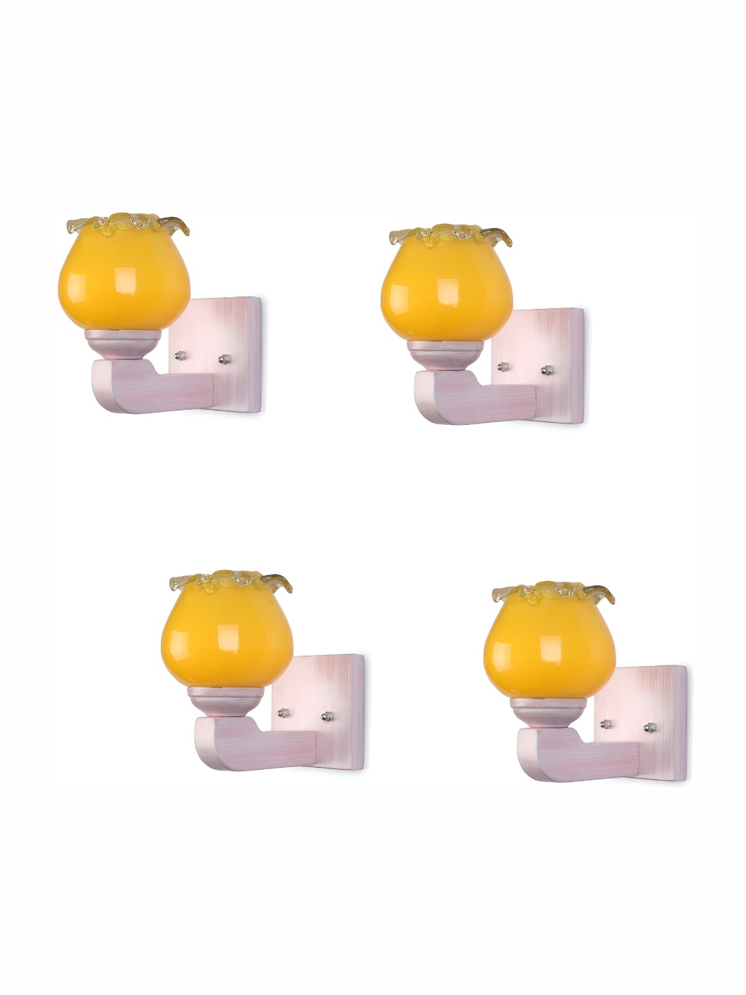 

Afast Yellow & White 4 Pieces Textured Abstract Shaped Glass Wall Lamps