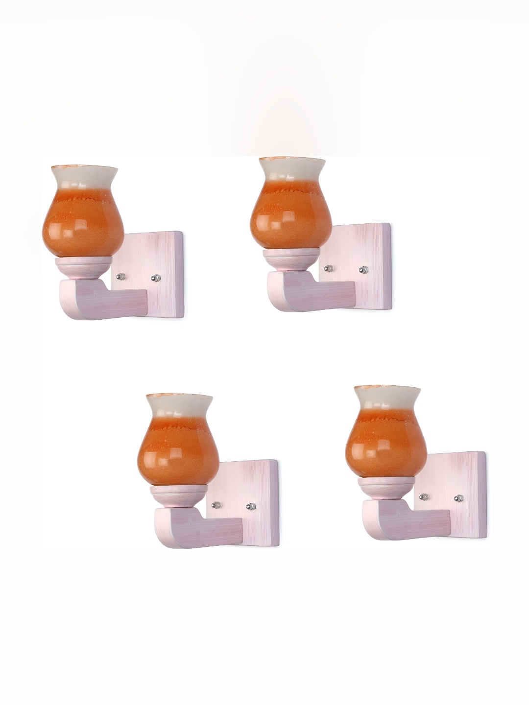 

Afast White & Orange 4 Pieces Abstract Shaped Glass Wall Lamps