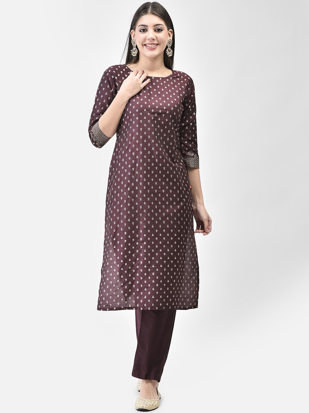 

Span Ethnic Motifs Printed Straight Kurta, Purple