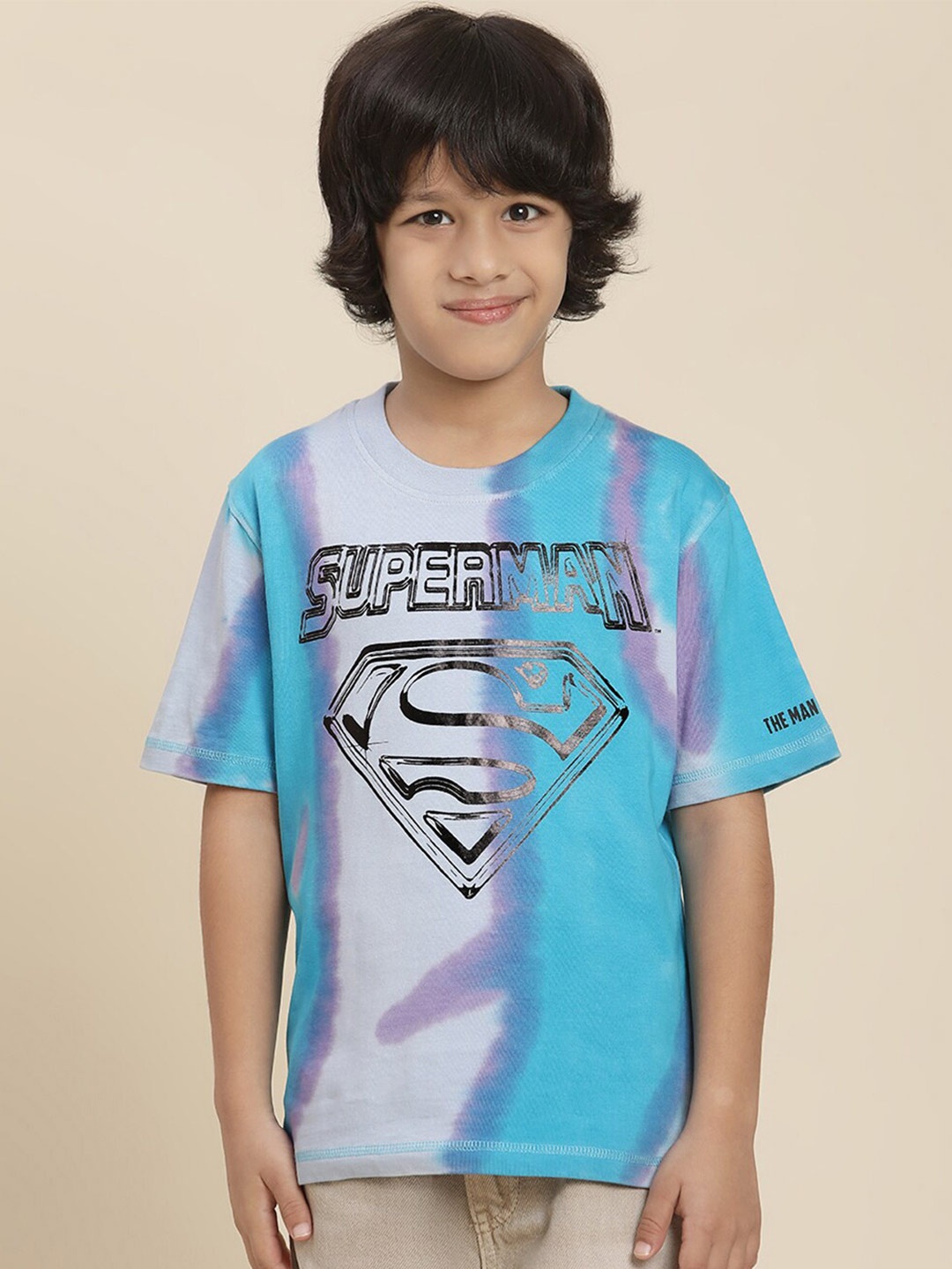 

Kids Ville Boys Superman Printed Round Neck Short Sleeves Cotton Regular T-shirt, Blue