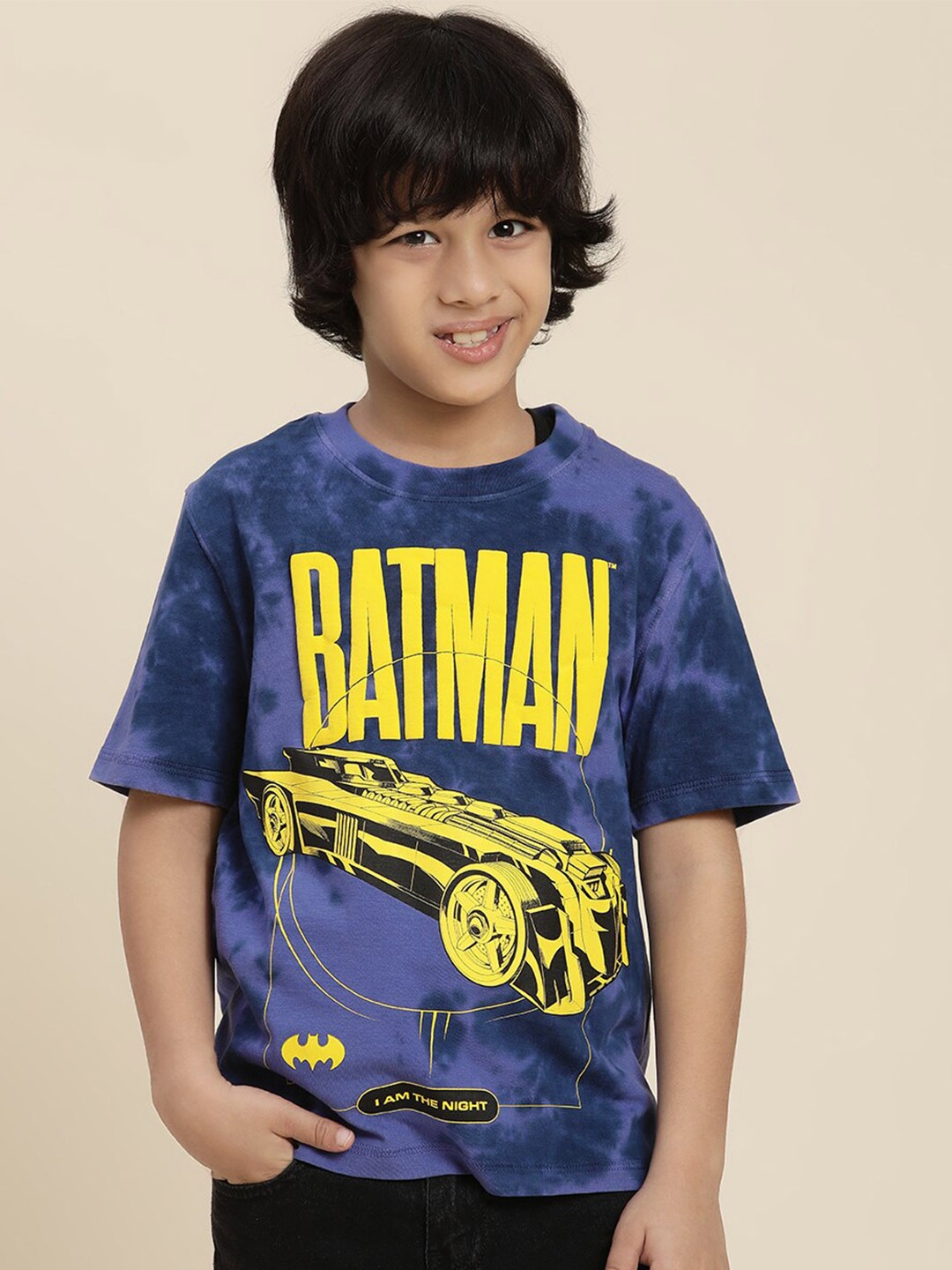 

Kids Ville Boys Batman Printed Round Neck Short Sleeves Cotton Regular T-shirt, Blue