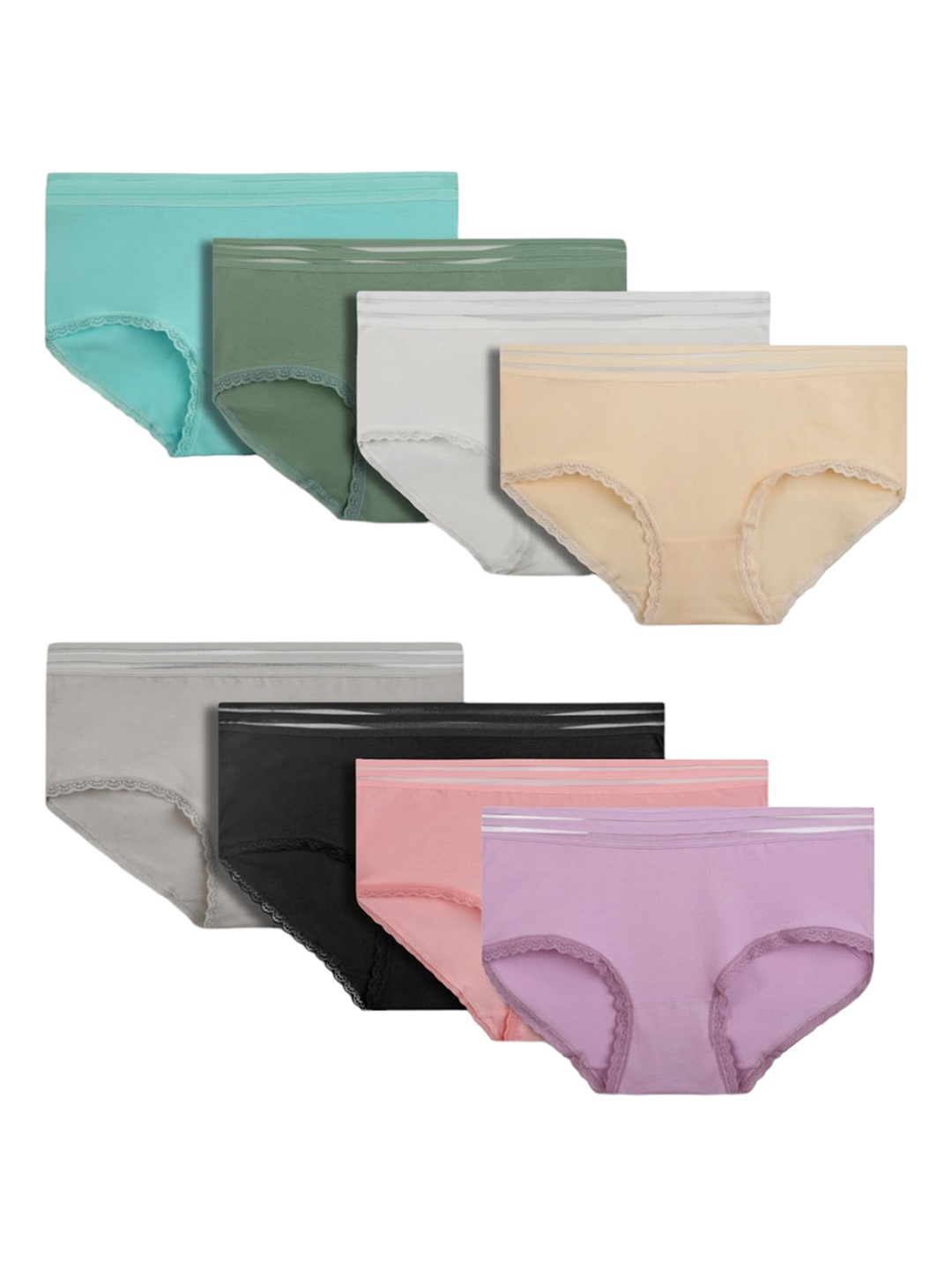 

TOM & GEE Pack Of 8 Cotton Hipster Briefs 11693 PANTY - 8 PCS -S, Purple