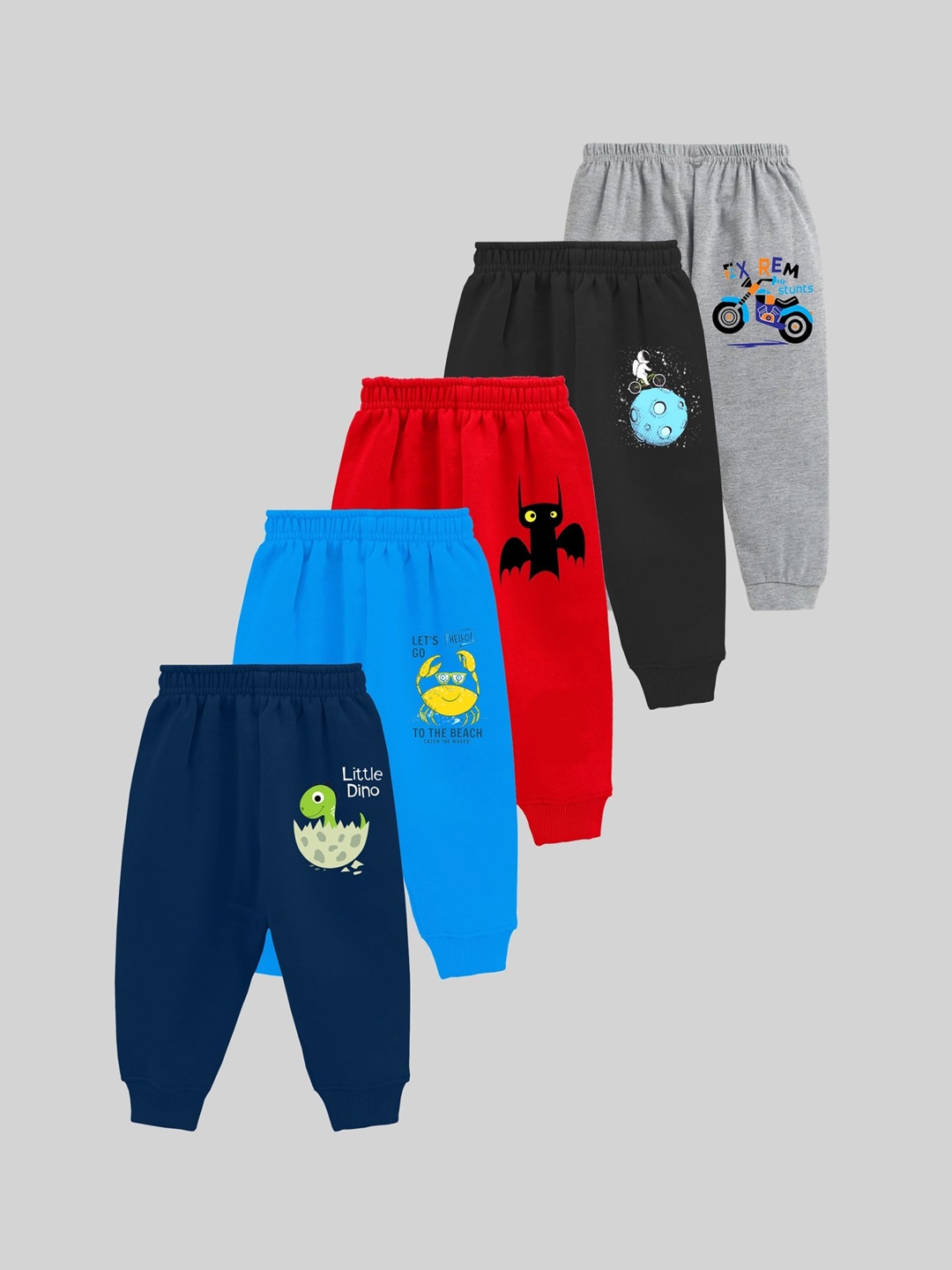 

KUCHIPOO Kids Pack Of 5 Printed Jogger Lounge Pants, Navy blue