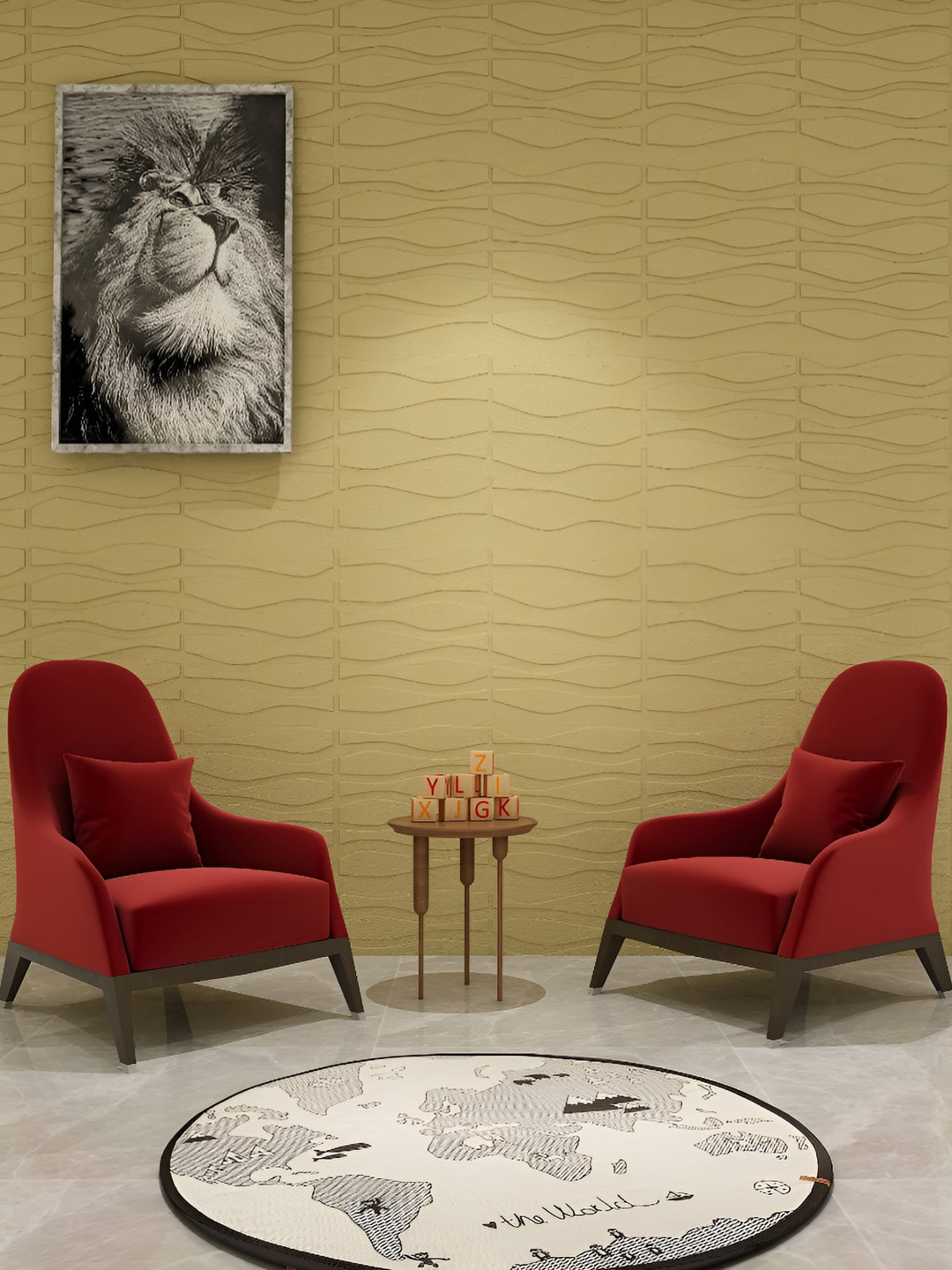 

HILOF Beige Geometric 3D Textured Self Adhesive Wallpaper